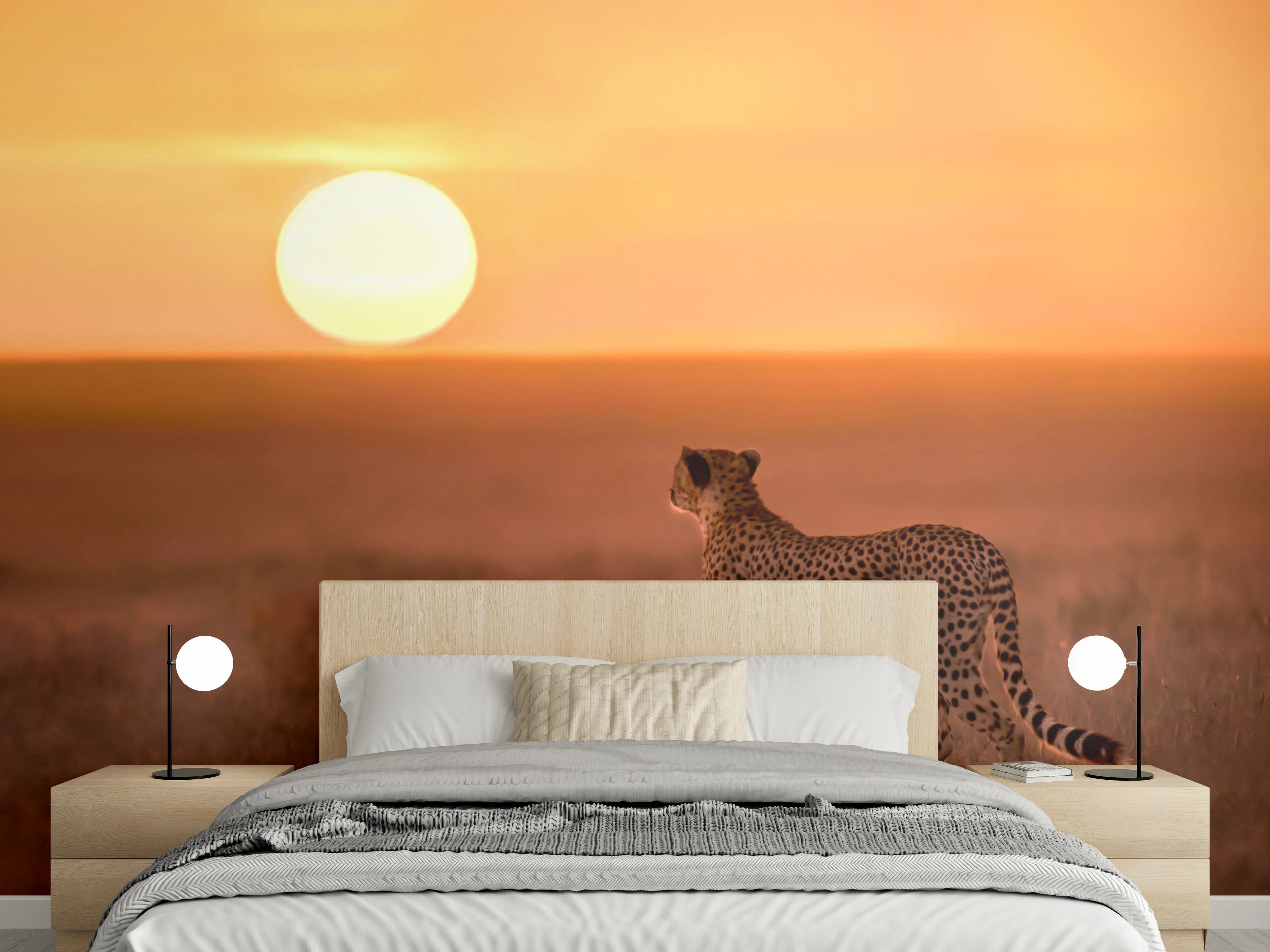 Wandverkleidung Schlafzimmer - Sonnenaufgang in der Savanne - Afrika