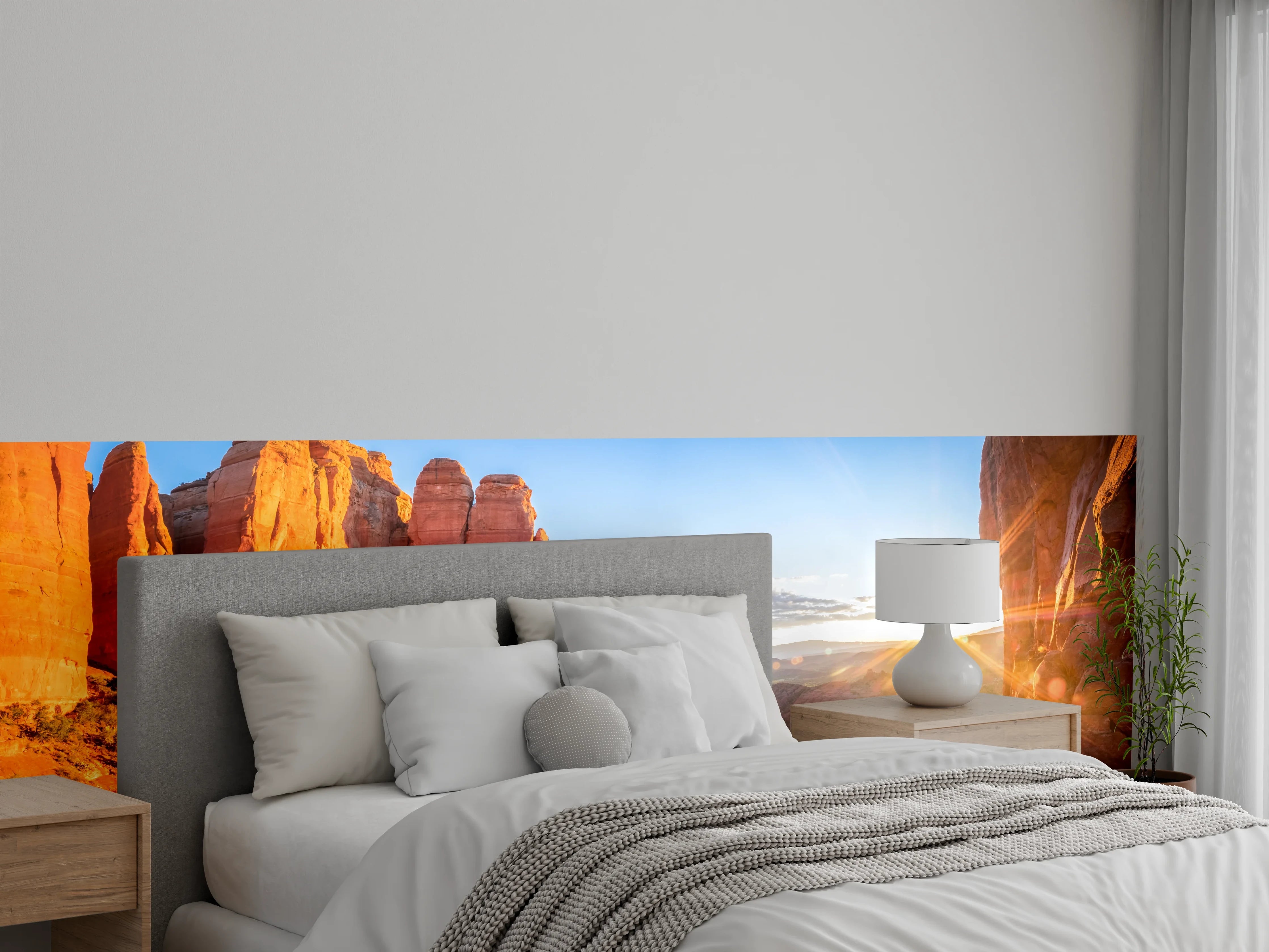 Wandverkleidung Schlafzimmer - Sonnenaufgang in roten Felsenlandschaften