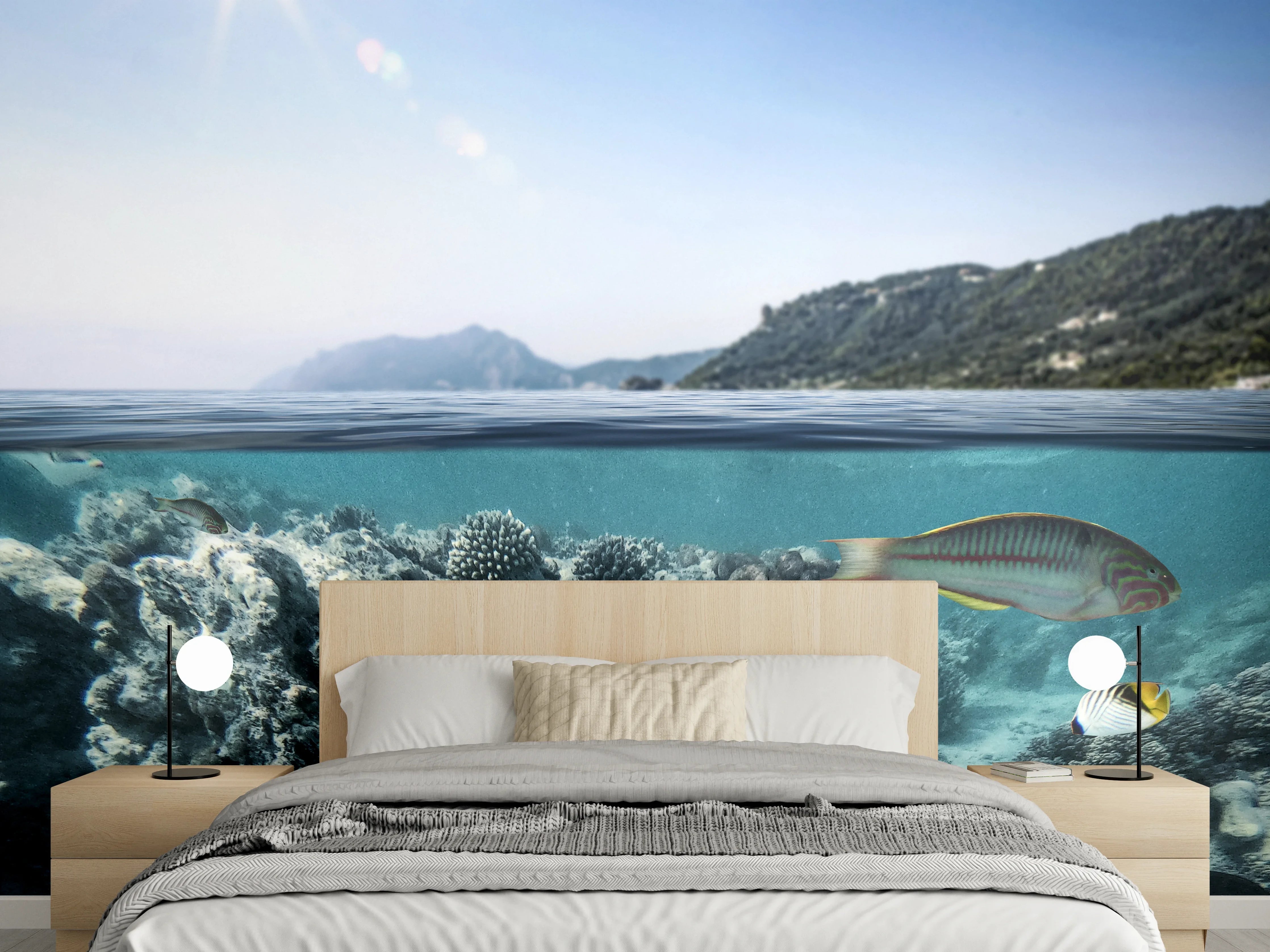 Wandverkleidung Schlafzimmer - Sonnenmeer – Korallenriff und Fischwelt