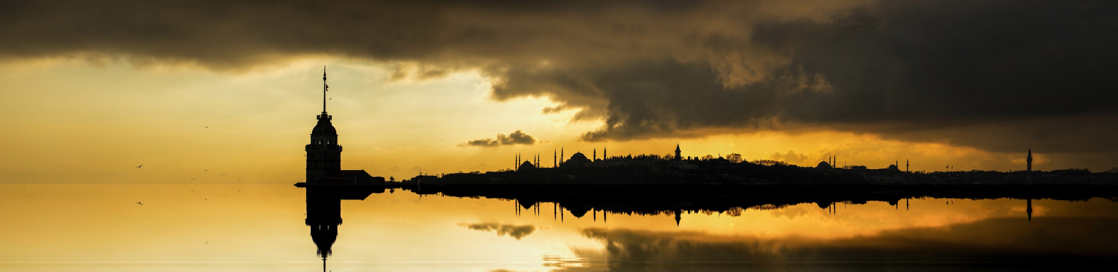 Wandverkleidung Schlafzimmer-Sonnenuntergang Istanbul - Kiz kulesi