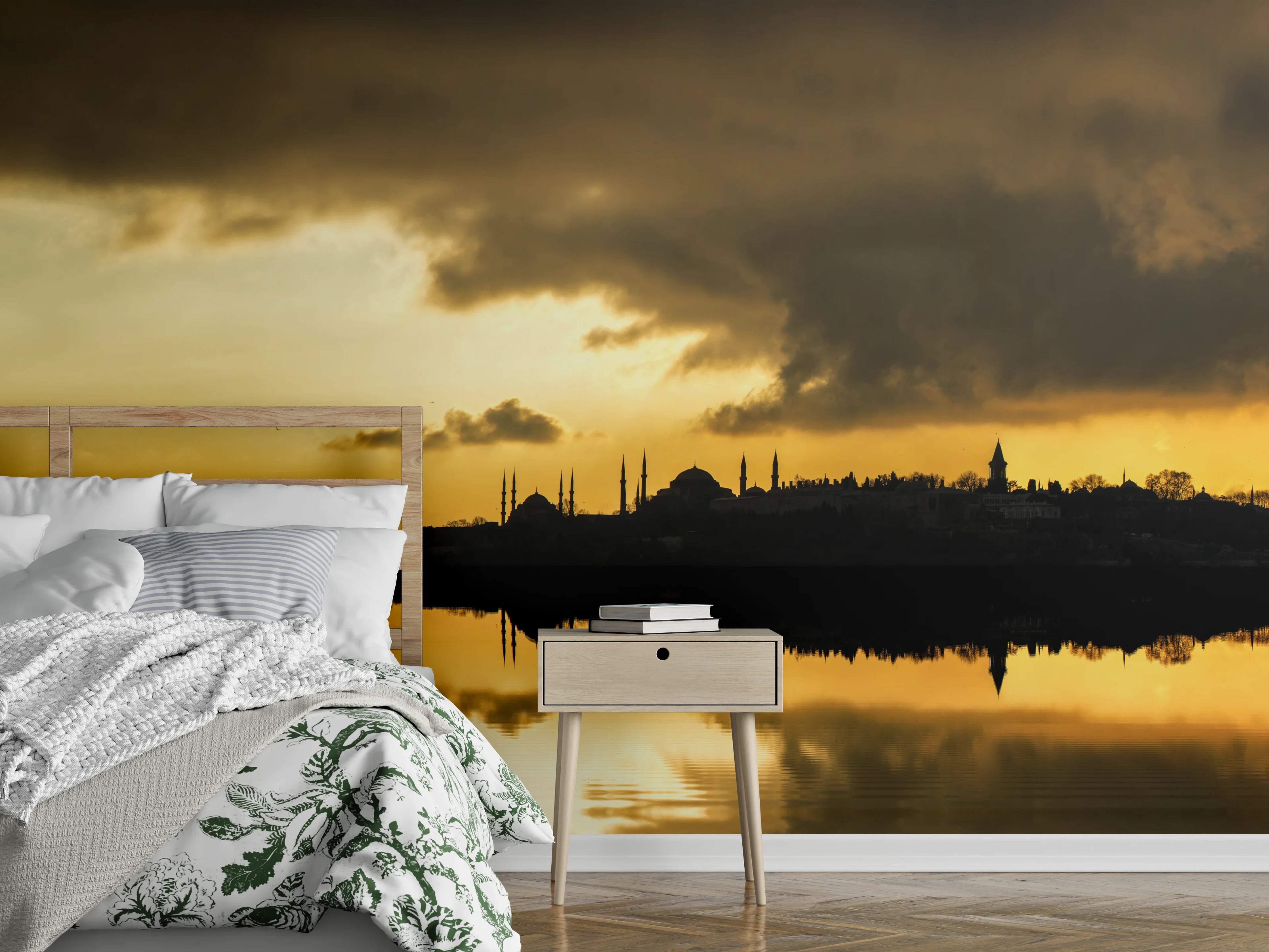 Wandverkleidung Schlafzimmer - Sonnenuntergang Istanbul - Kiz kulesi