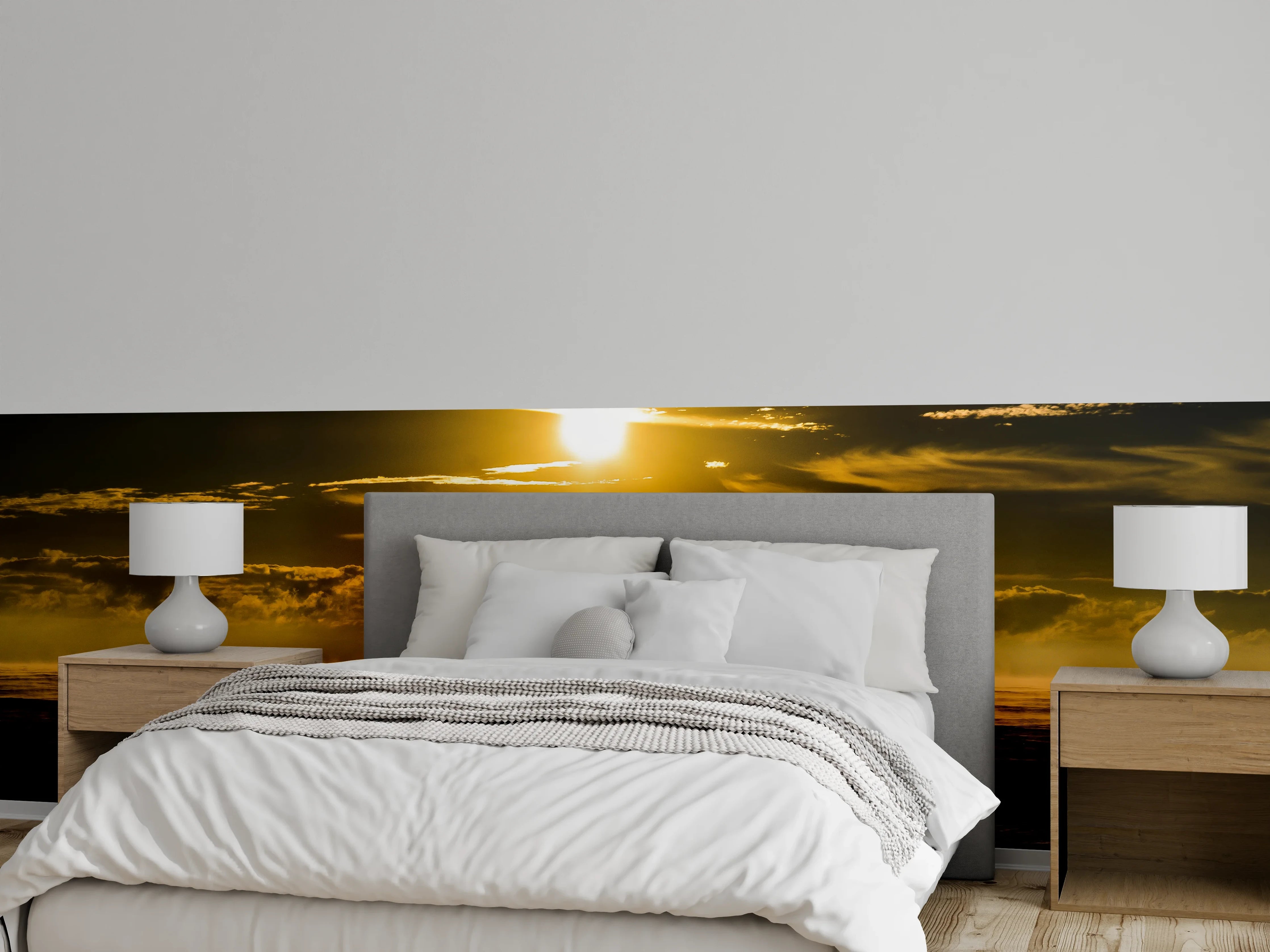 Wandverkleidung Schlafzimmer - Sonnenuntergang am Meer Fotomotiv