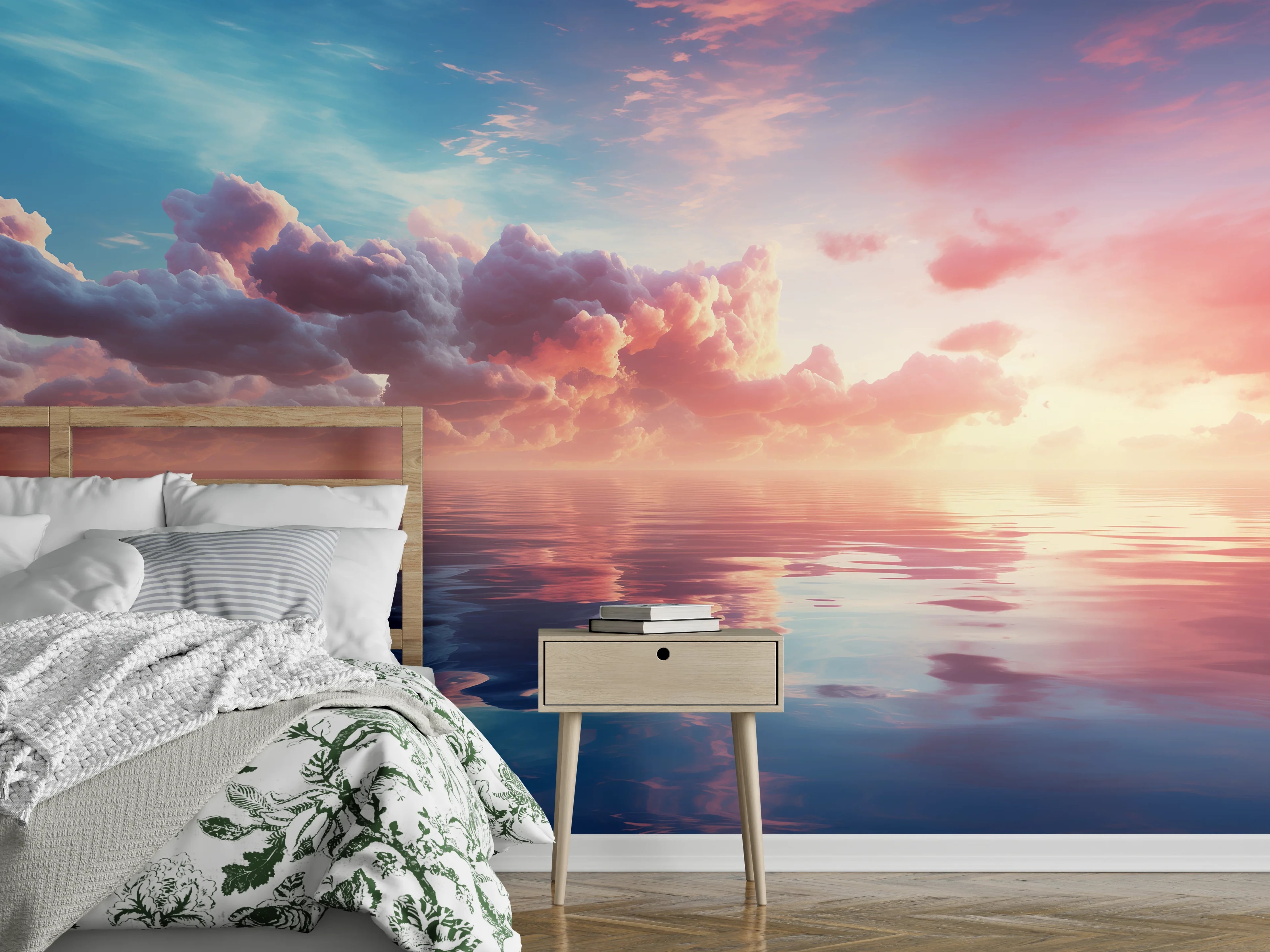 Wandverkleidung Schlafzimmer - Sonnenuntergang am Meer – Wolkenspiel