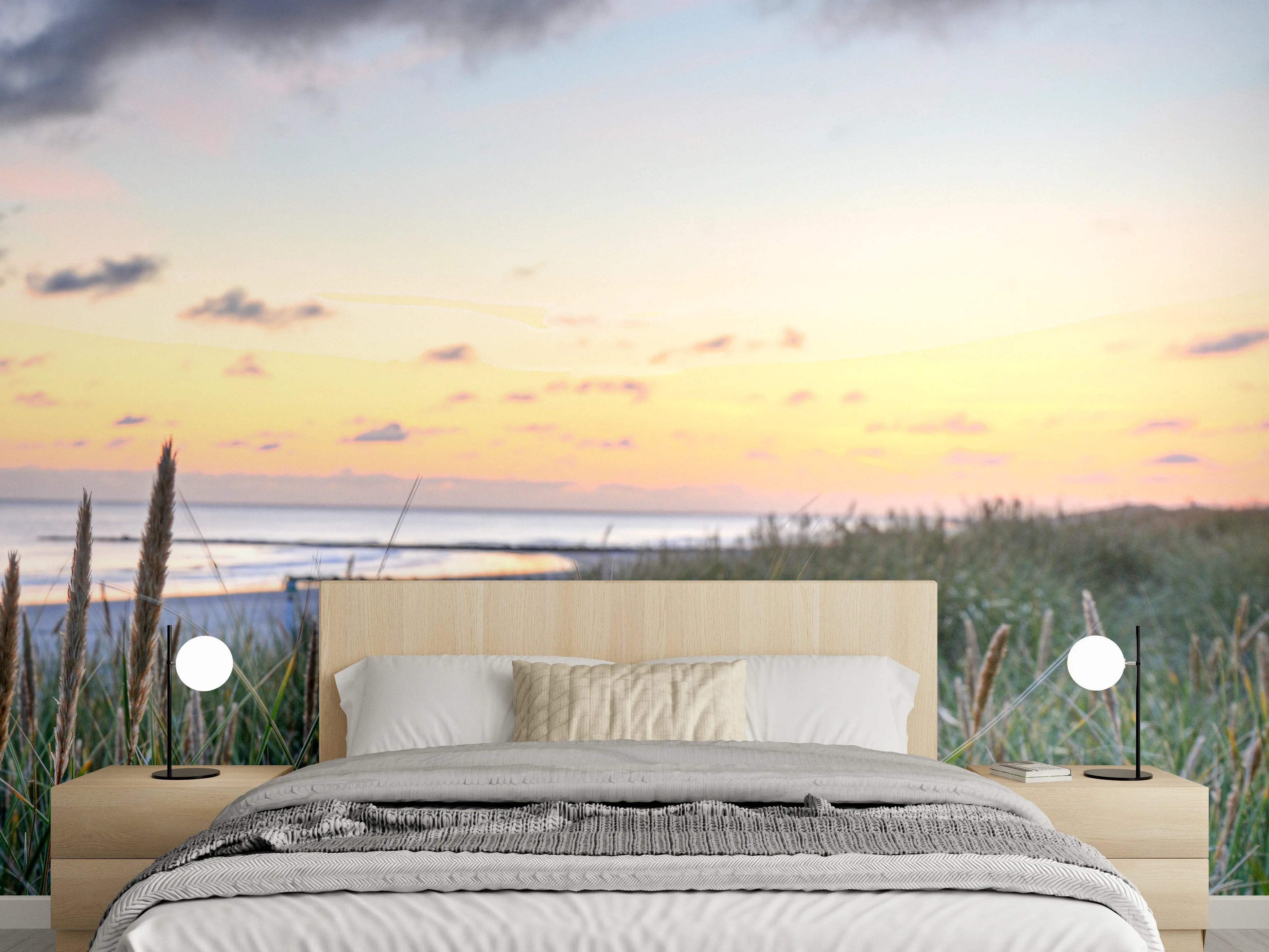 Wandverkleidung Schlafzimmer - Sonnenuntergang am Nordsee-Strand