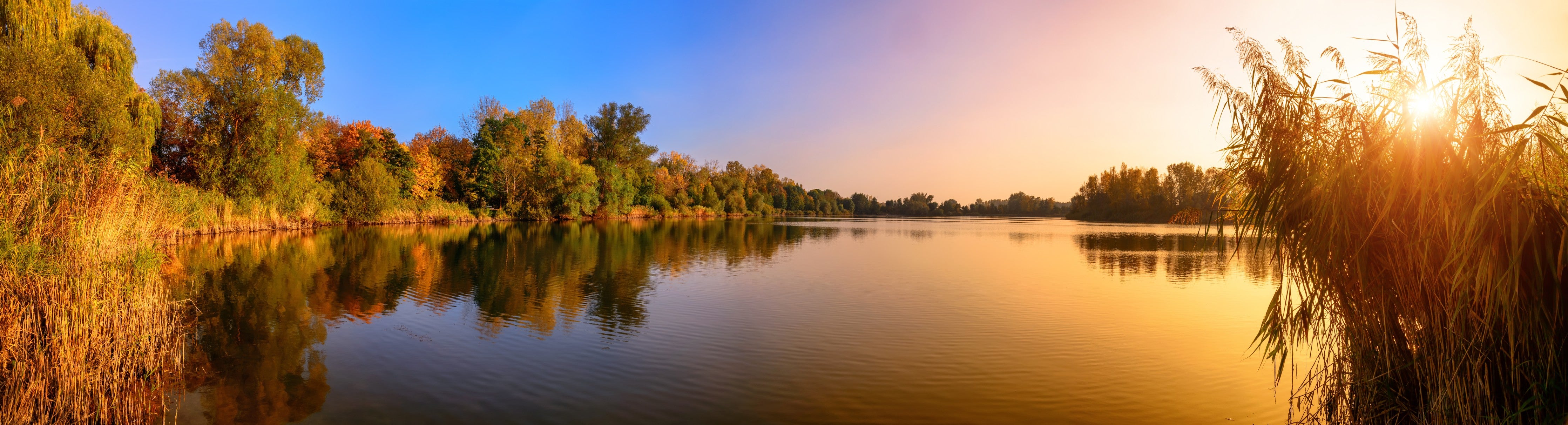 Wandverkleidung Schlafzimmer-Sonnenuntergang am See