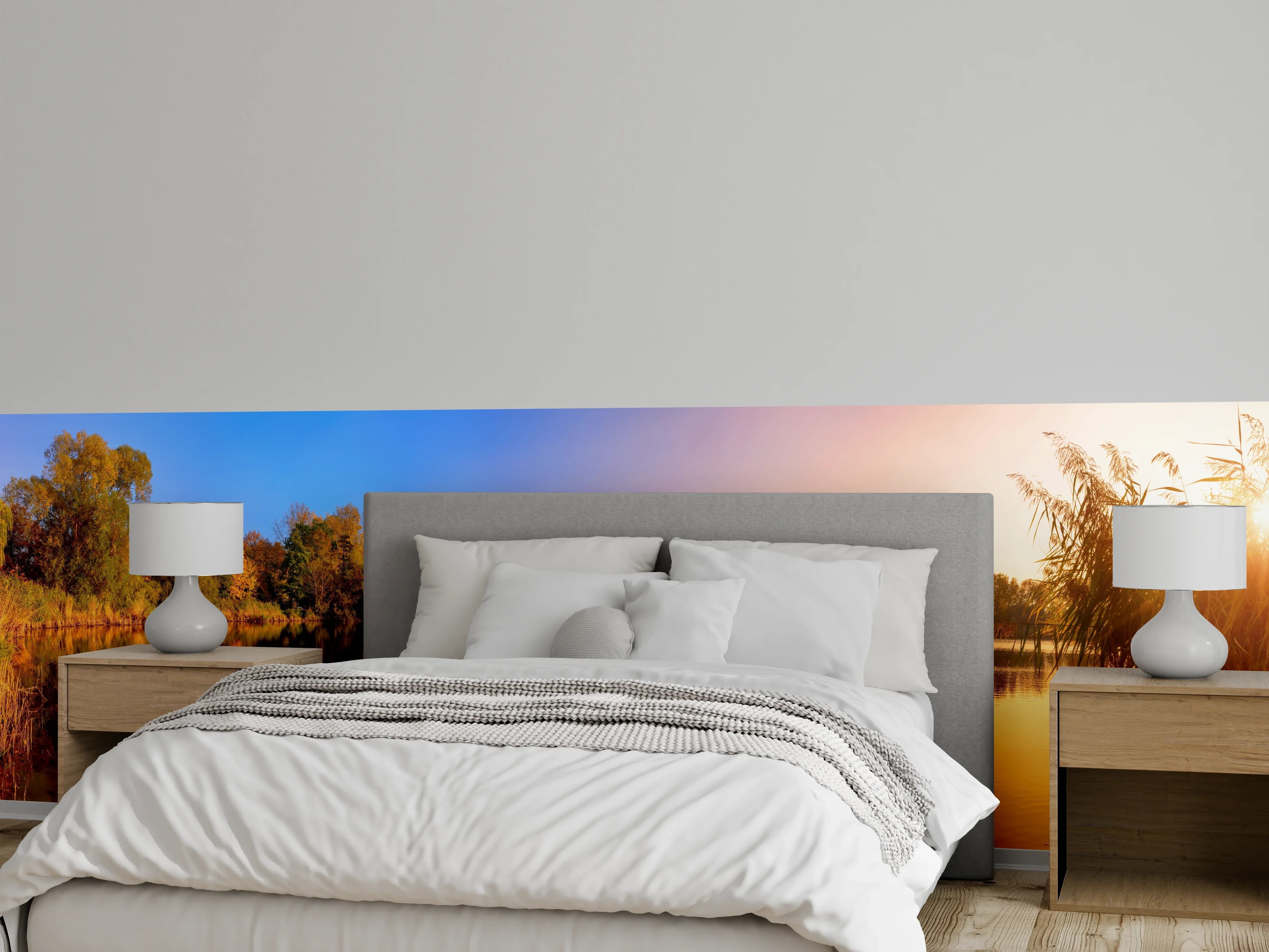 Wandverkleidung Schlafzimmer - Sonnenuntergang am See