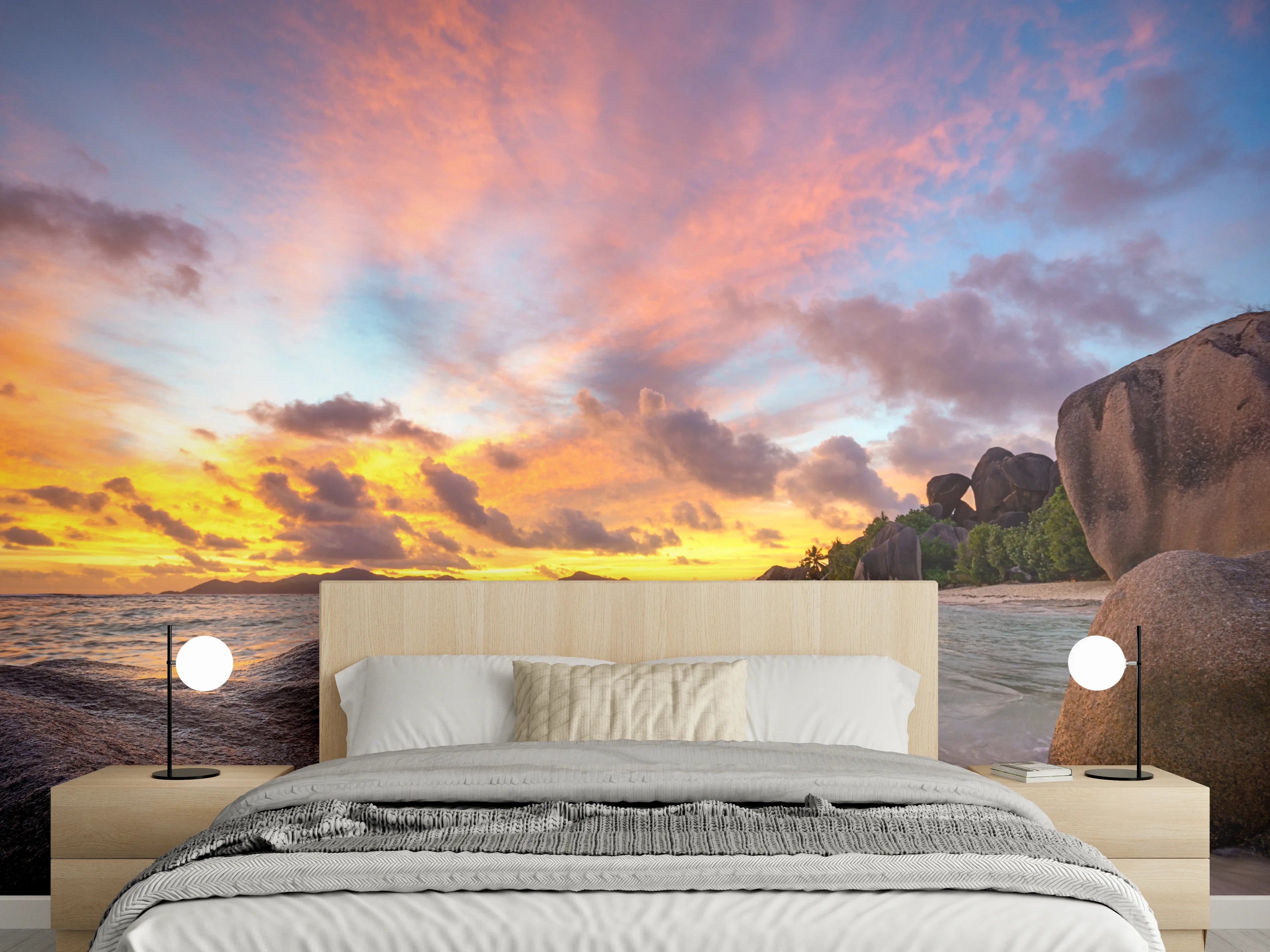 Wandverkleidung Schlafzimmer - Sonnenuntergang am tropischen Strand