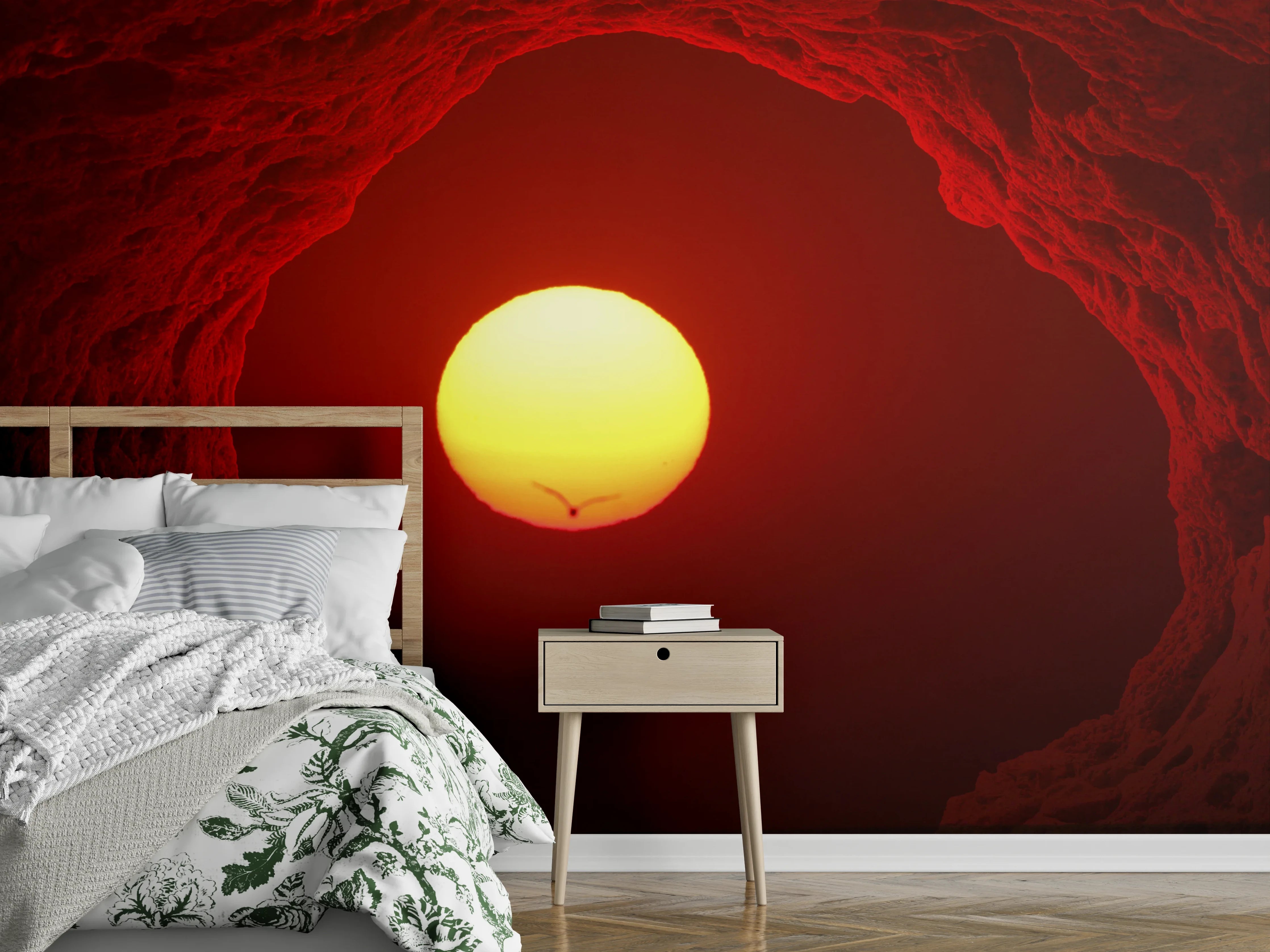 Wandverkleidung Schlafzimmer - Sonnenuntergang im Felsentor – magische Natur