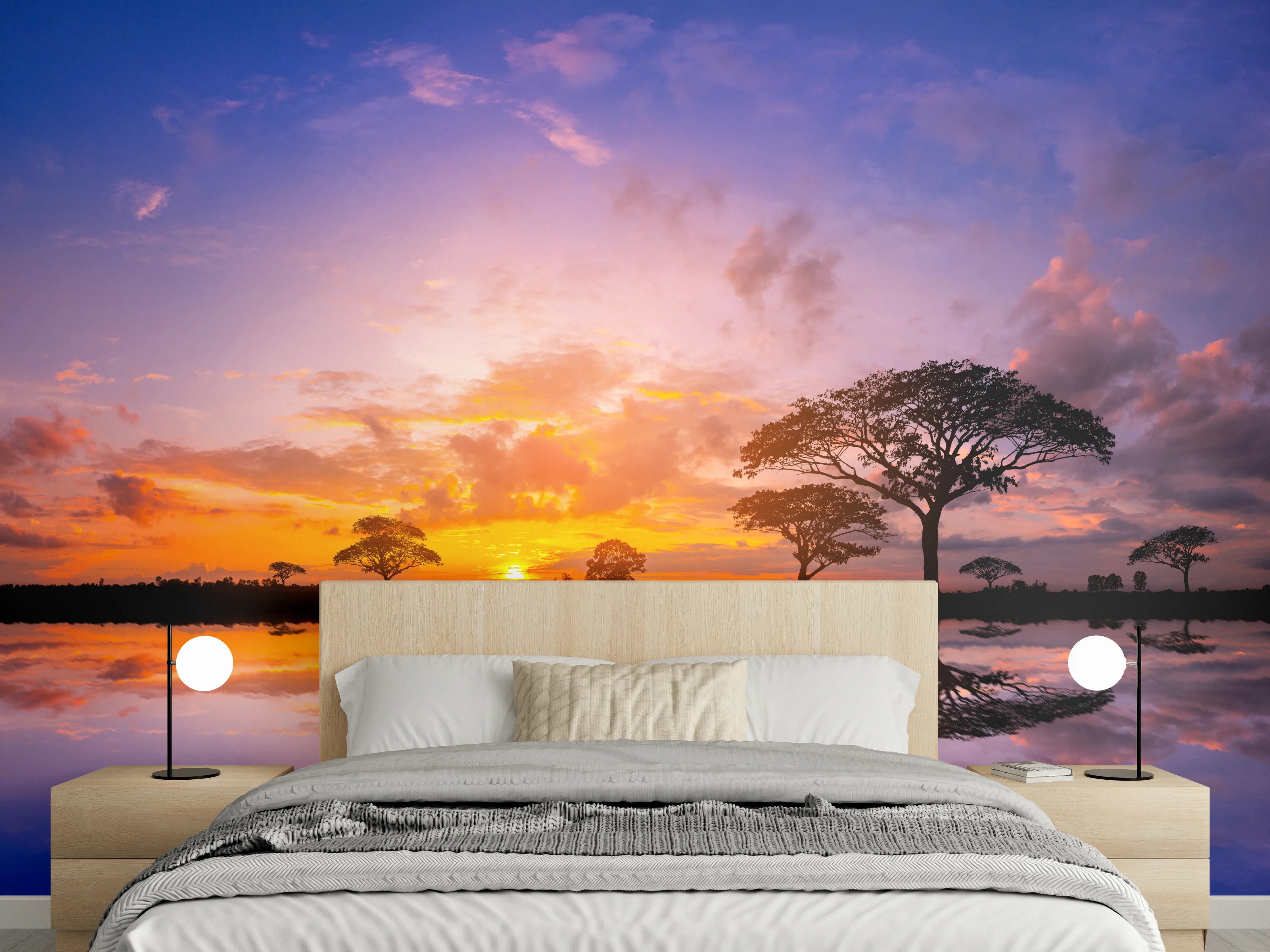 Wandverkleidung Schlafzimmer - Sonnenuntergang in Afrika