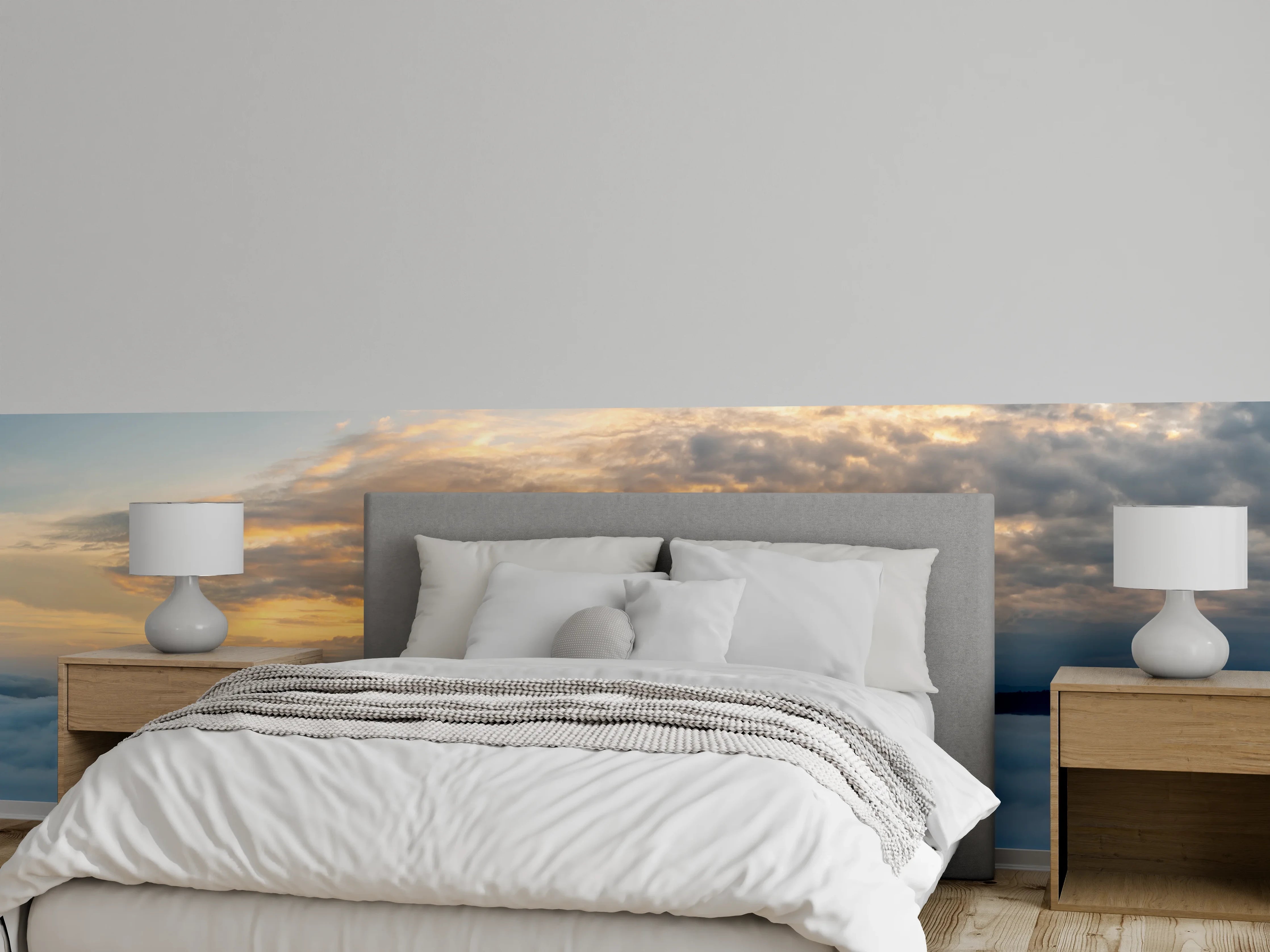 Wandverkleidung Schlafzimmer - Sonnenuntergang über Wolkenmeer