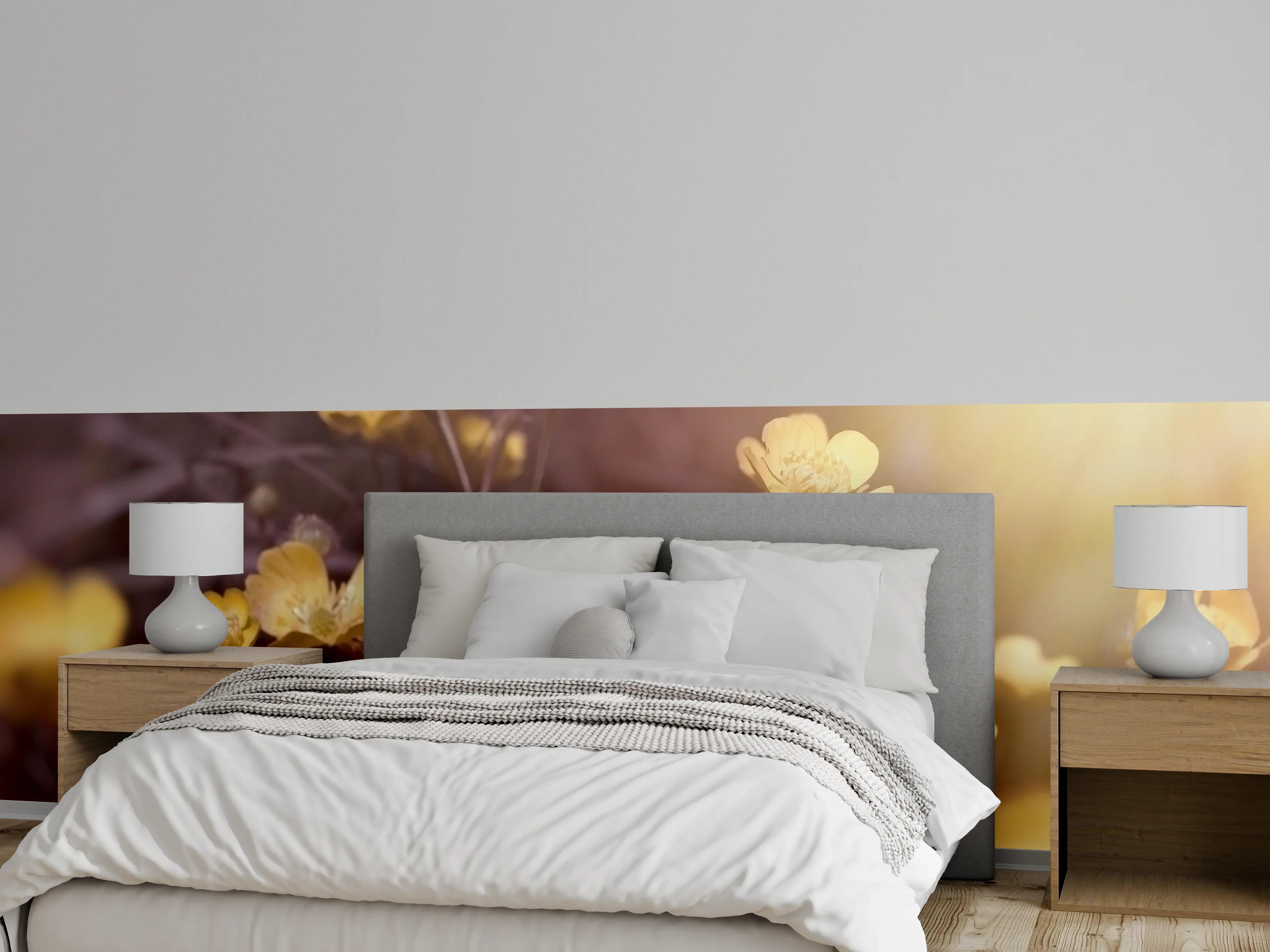 Wandverkleidung Schlafzimmer - Sonnige gelbe Butterblumen Wiese