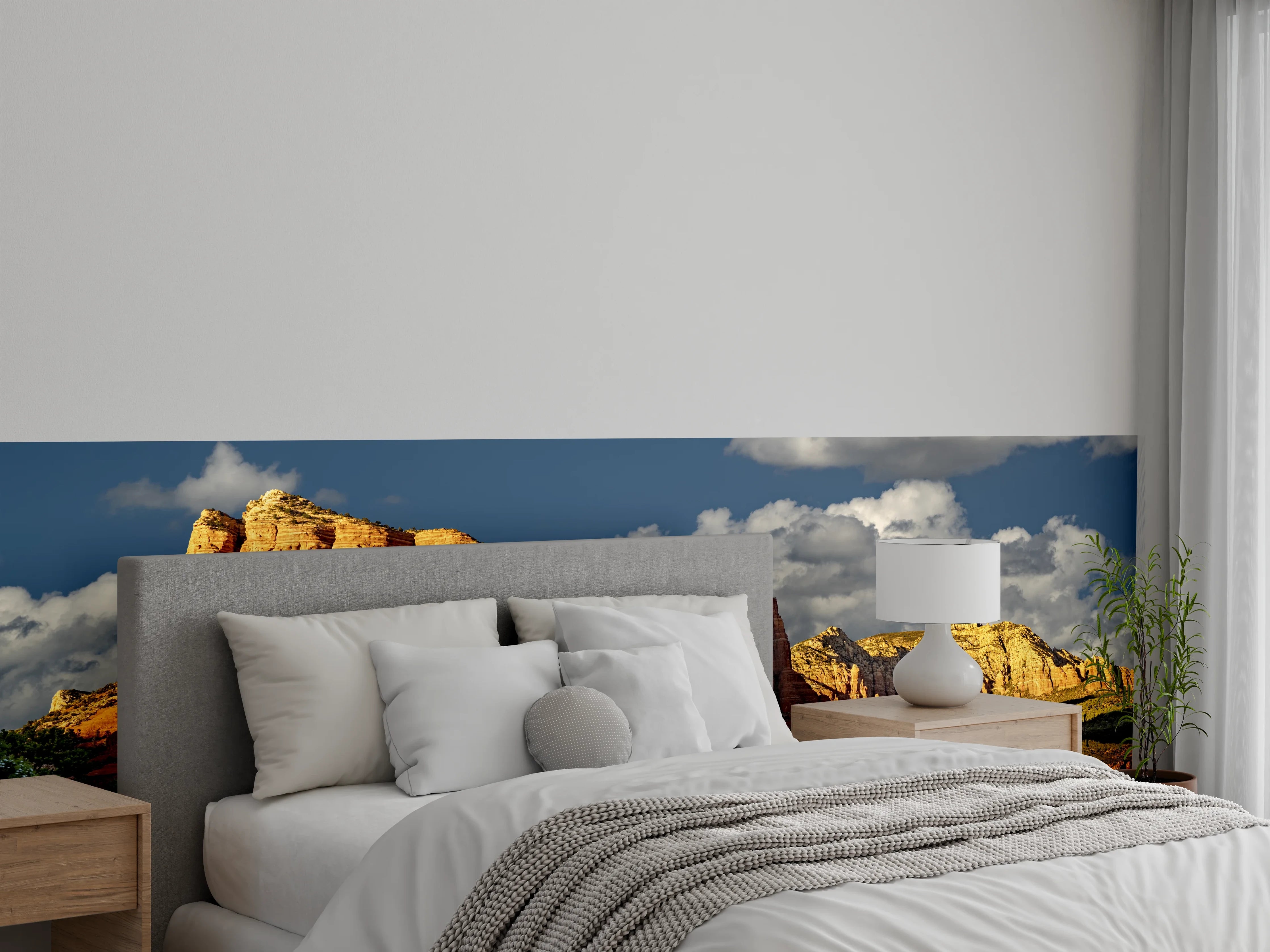 Wandverkleidung Schlafzimmer - Spiegelung roter Felsen am See