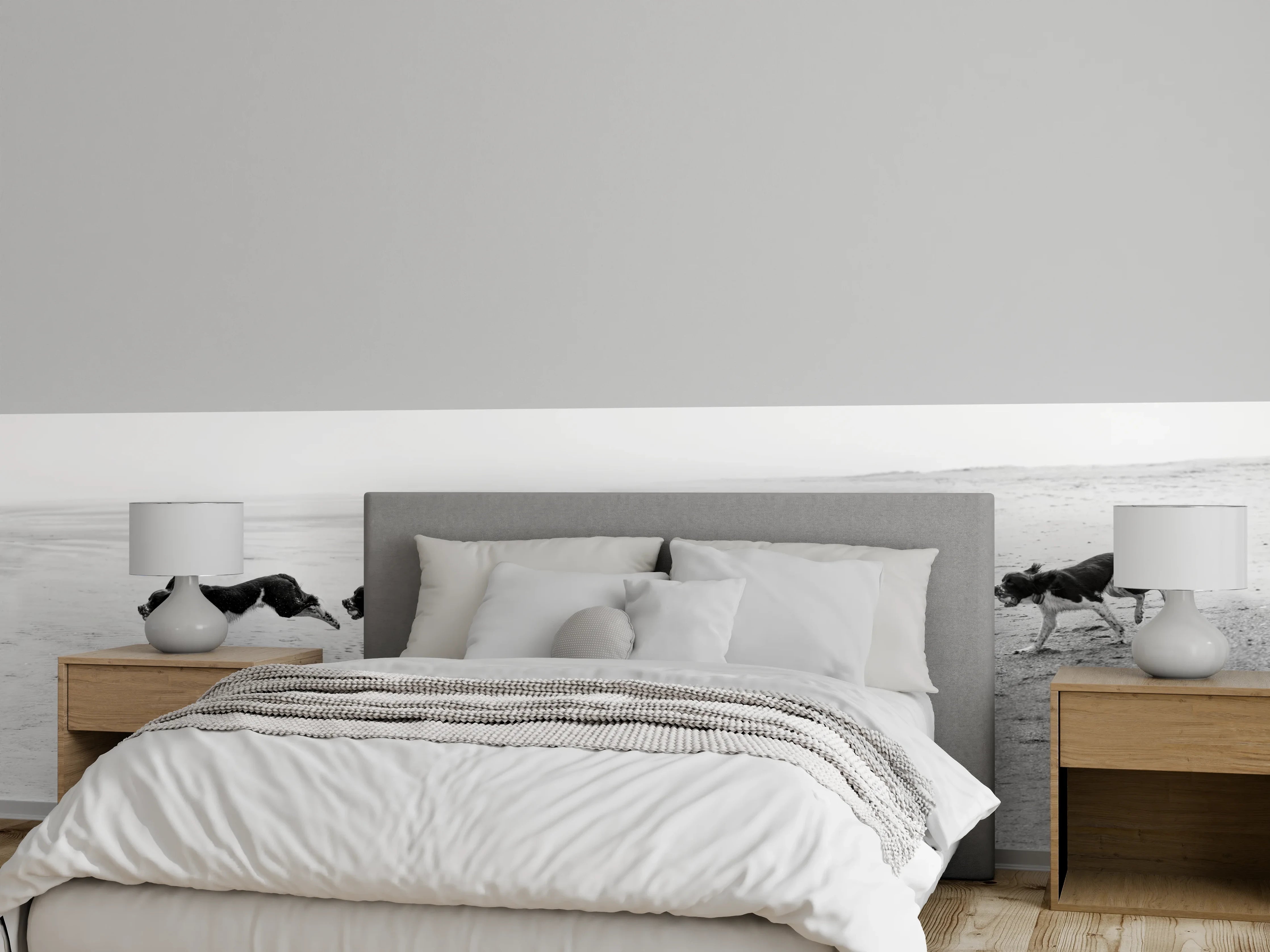 Wandverkleidung Schlafzimmer - Springer Spaniel beim springen