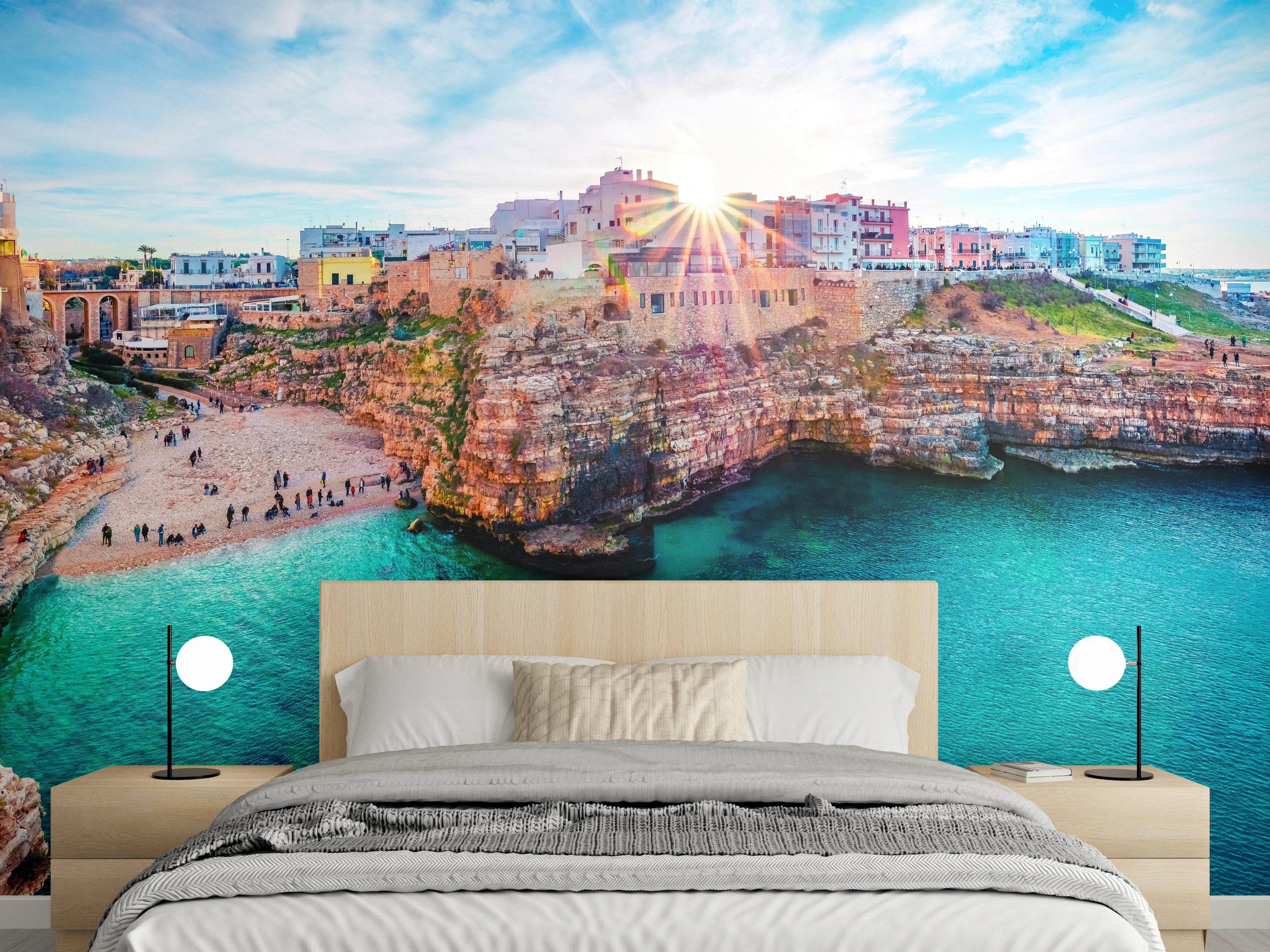 Wandverkleidung Schlafzimmer - Stadtbild von Polignano a Mare
