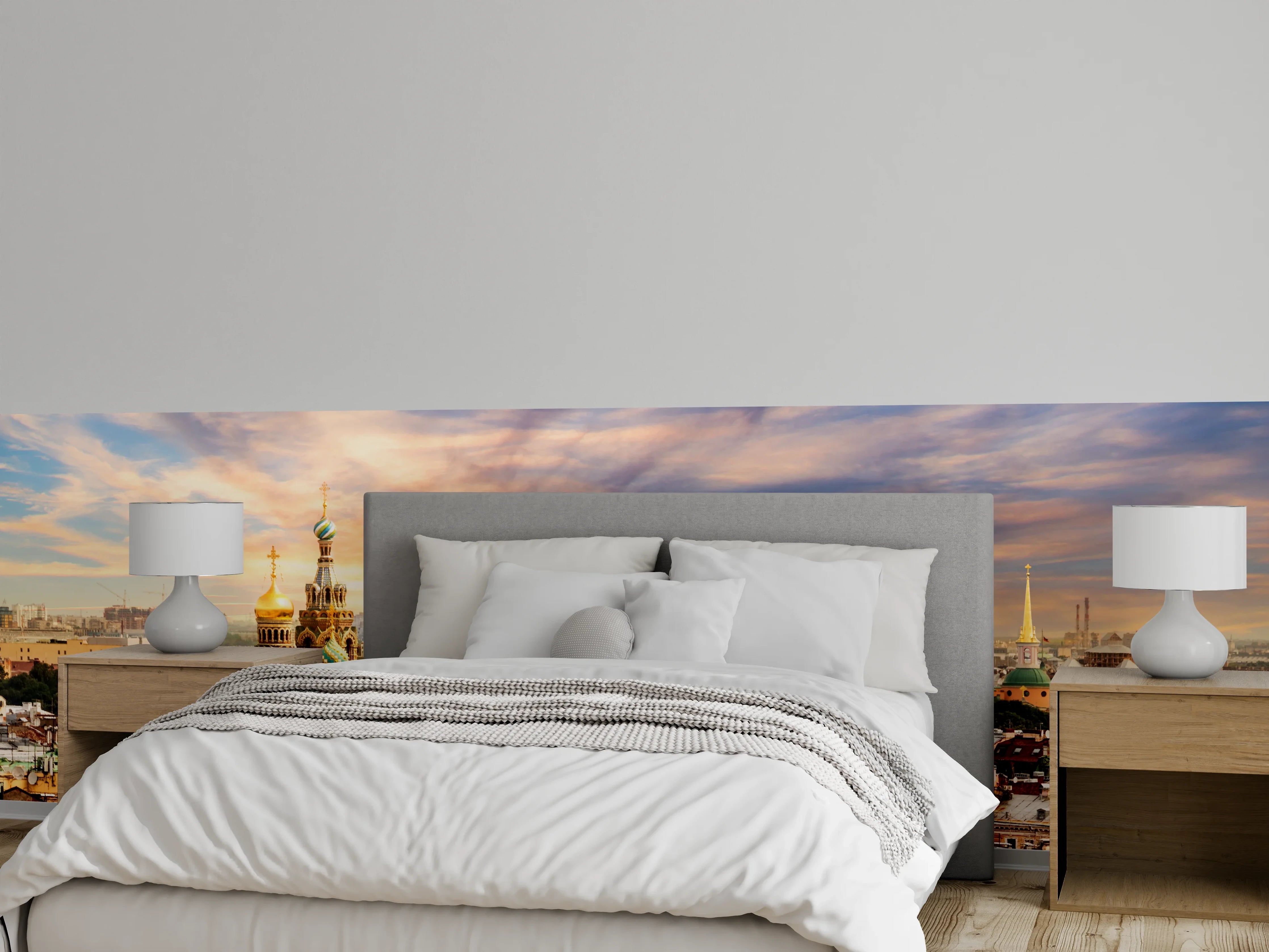 Wandverkleidung Schlafzimmer - Stadtpanorama mit goldenen Kuppeln