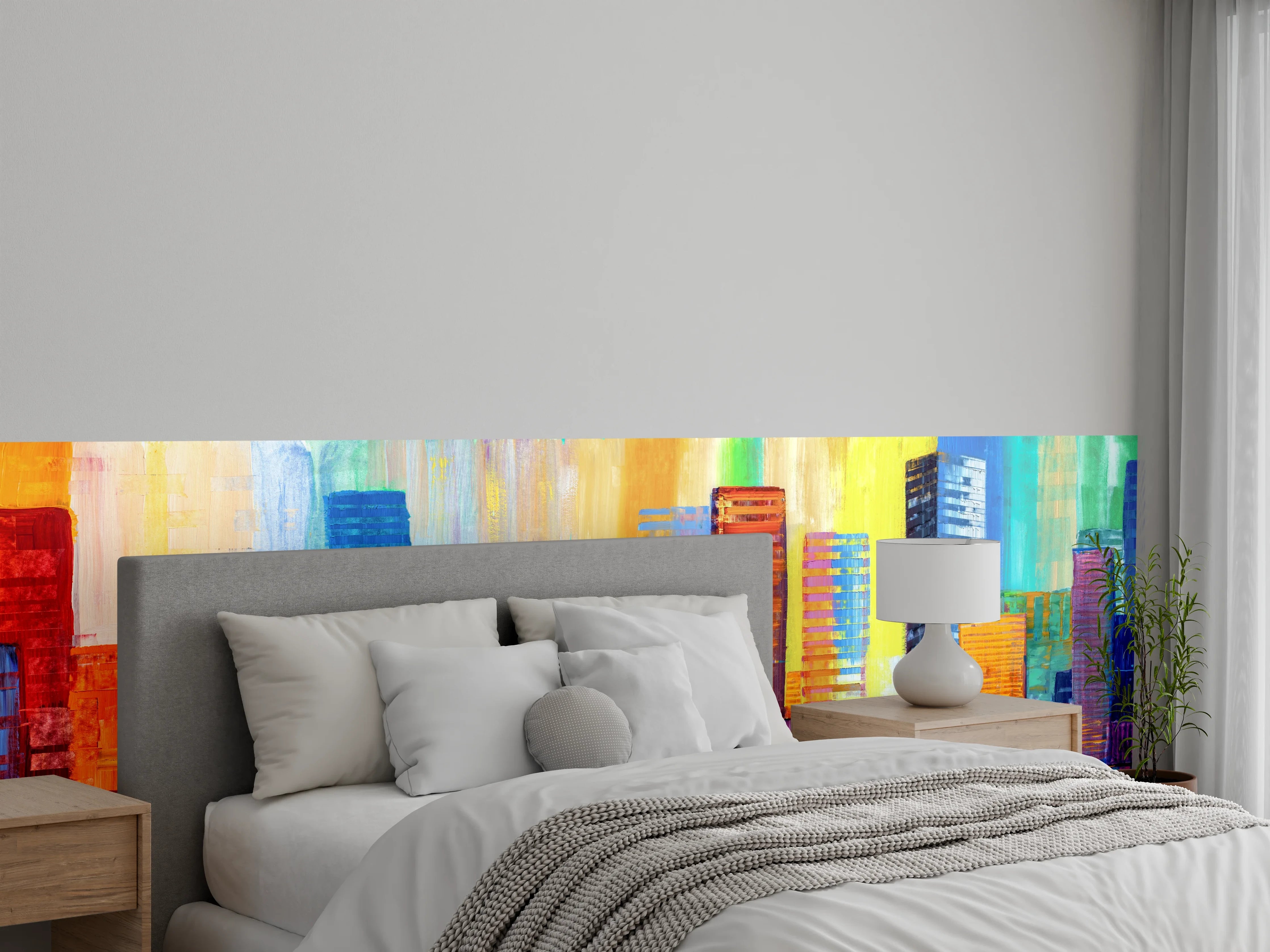 Wandverkleidung Schlafzimmer - Städtisches Gemälde - Bunt