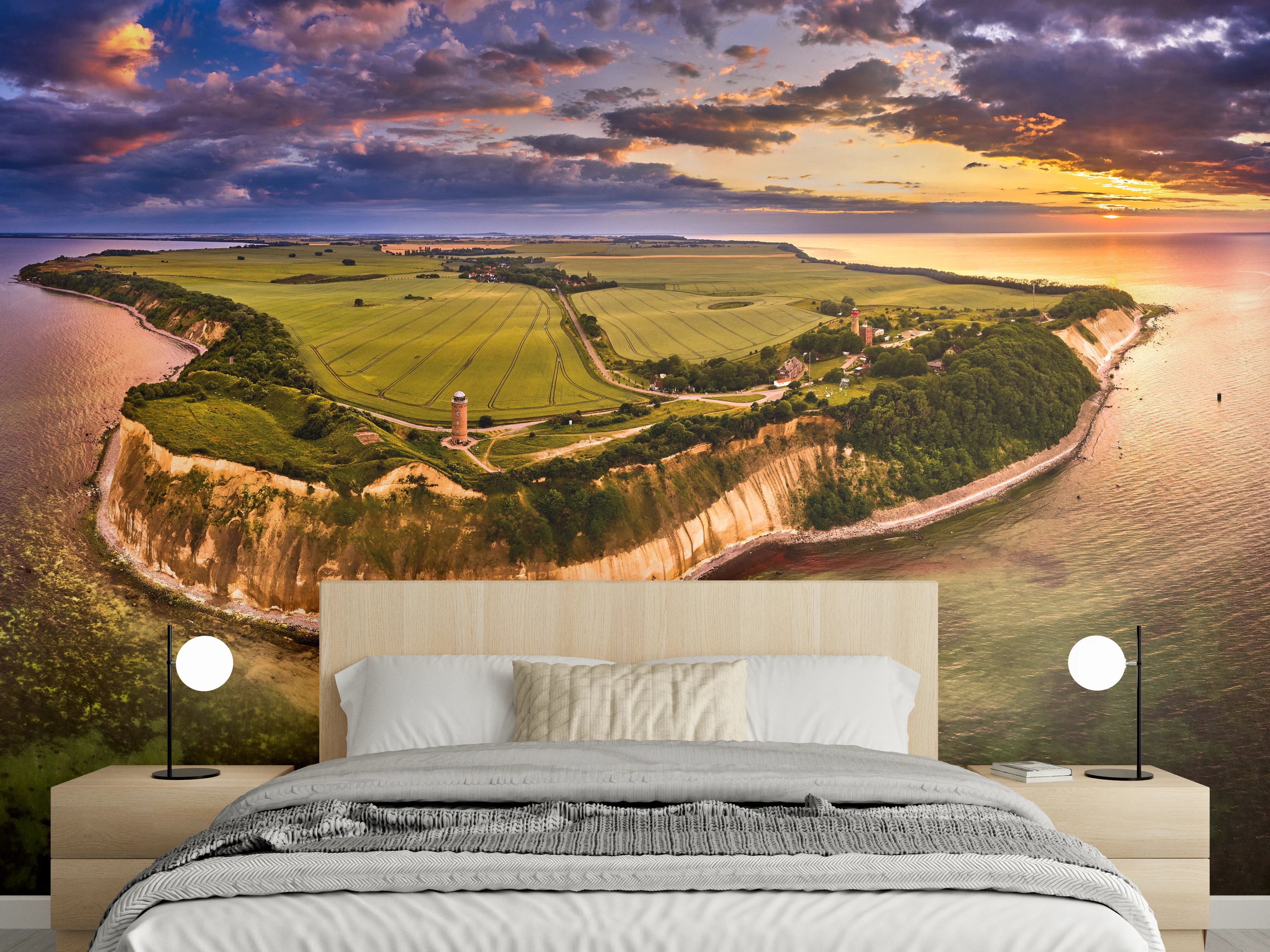 Wandverkleidung Schlafzimmer - Steilküste Insel Rügen Sonnenuntergang