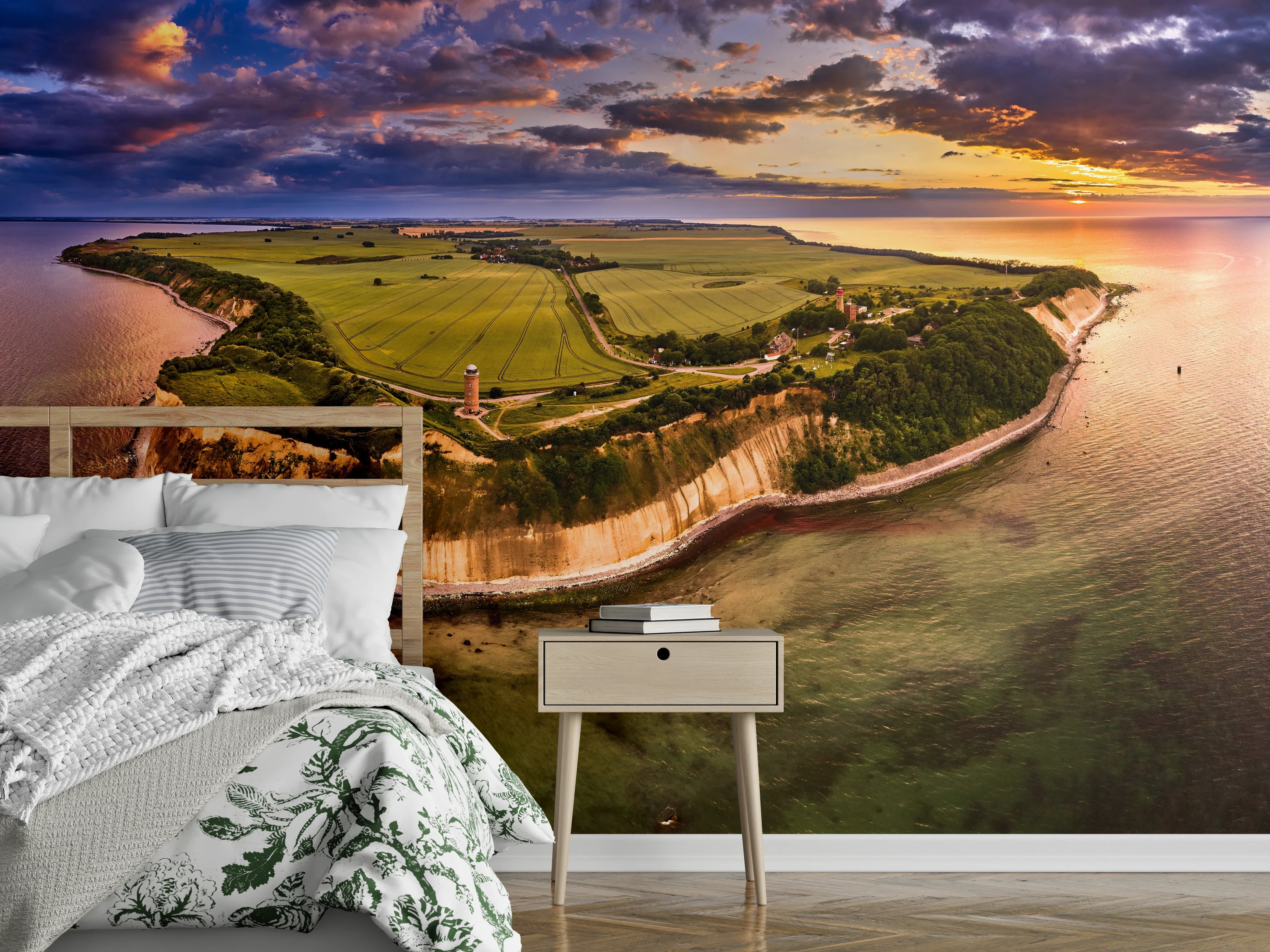 Wandverkleidung Schlafzimmer - Steilküste Insel Rügen Sonnenuntergang