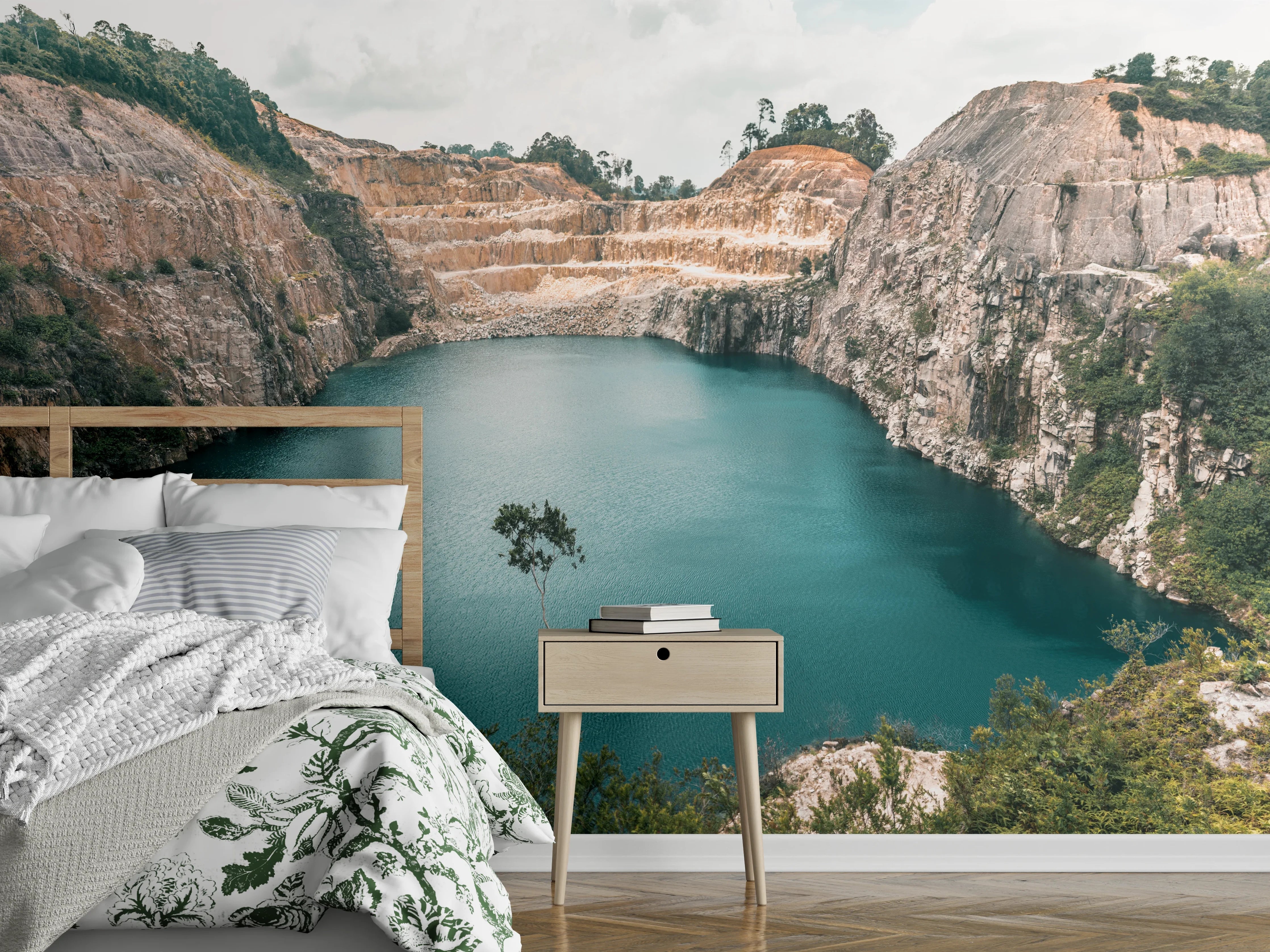 Wandverkleidung Schlafzimmer - Steinbruchsee Panorama – Natur pur