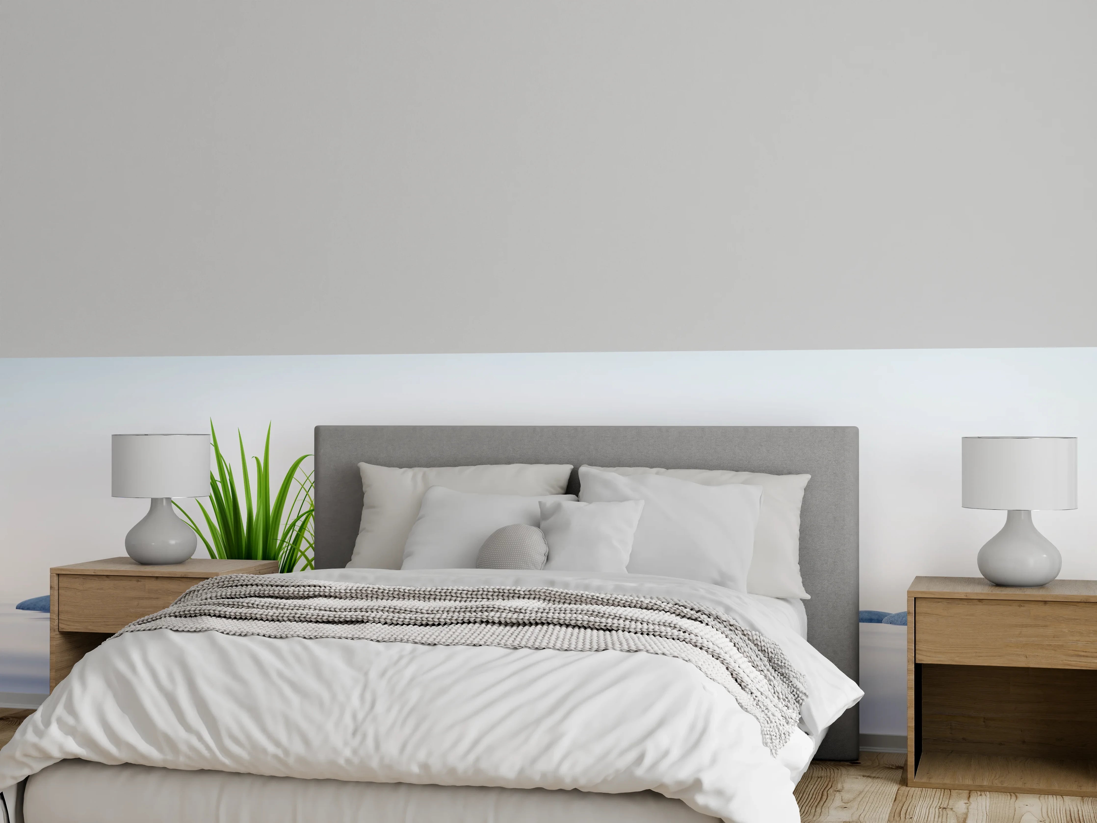Wandverkleidung Schlafzimmer - Steine und Gras im See Querformat