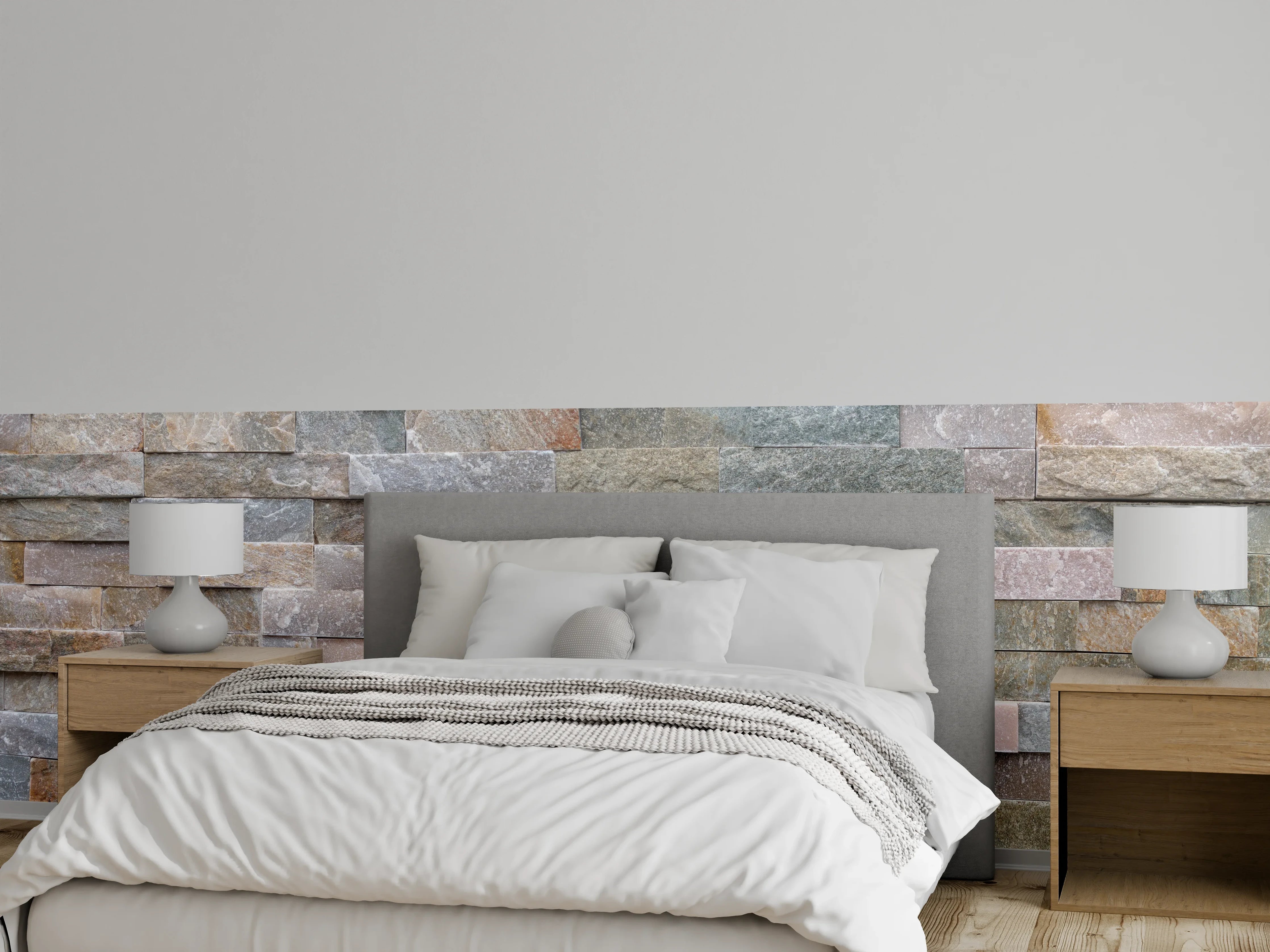Wandverkleidung Schlafzimmer - Steinwand aus groben