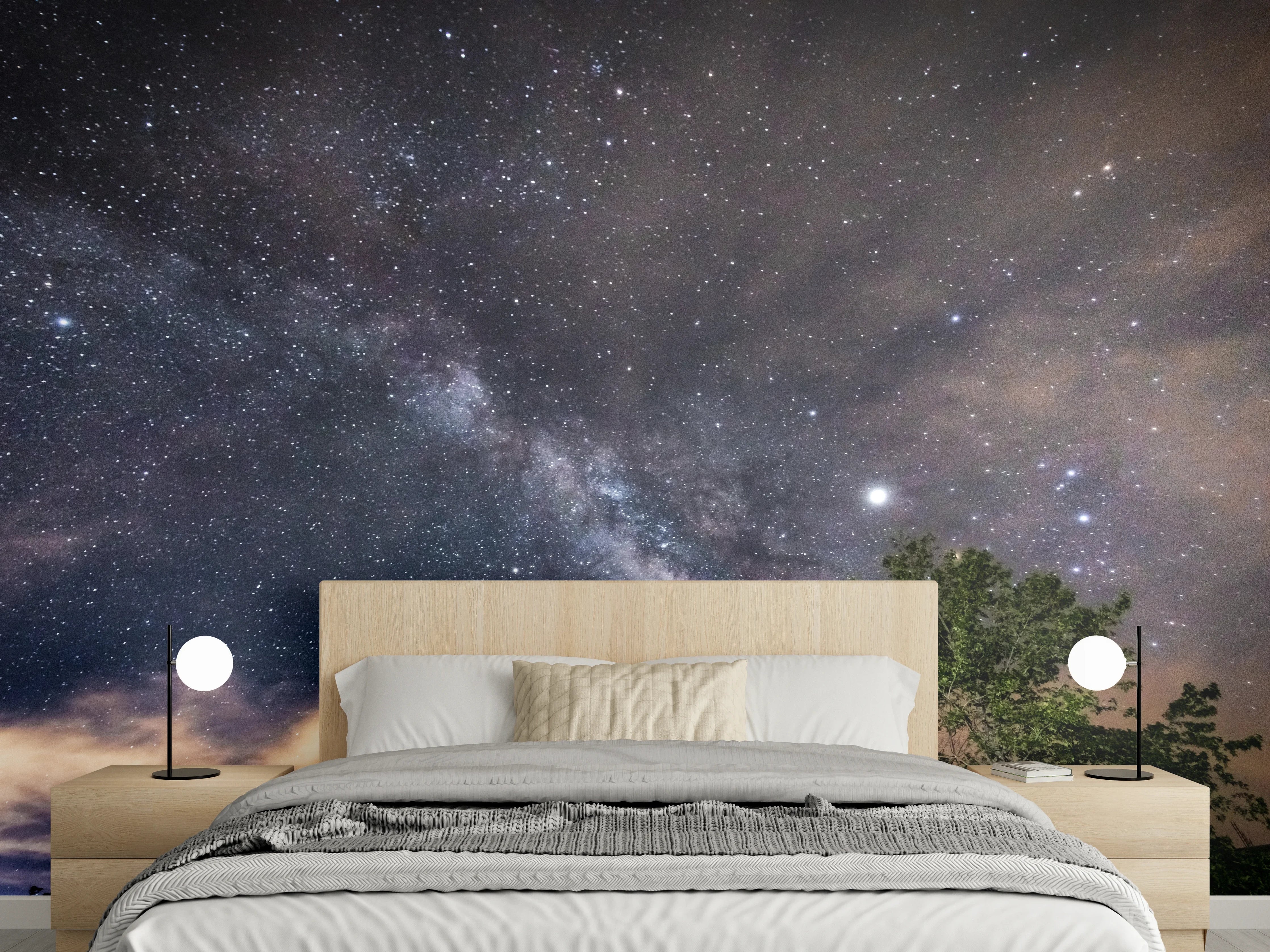 Wandverkleidung Schlafzimmer - Sterne im Himmel bei Nacht