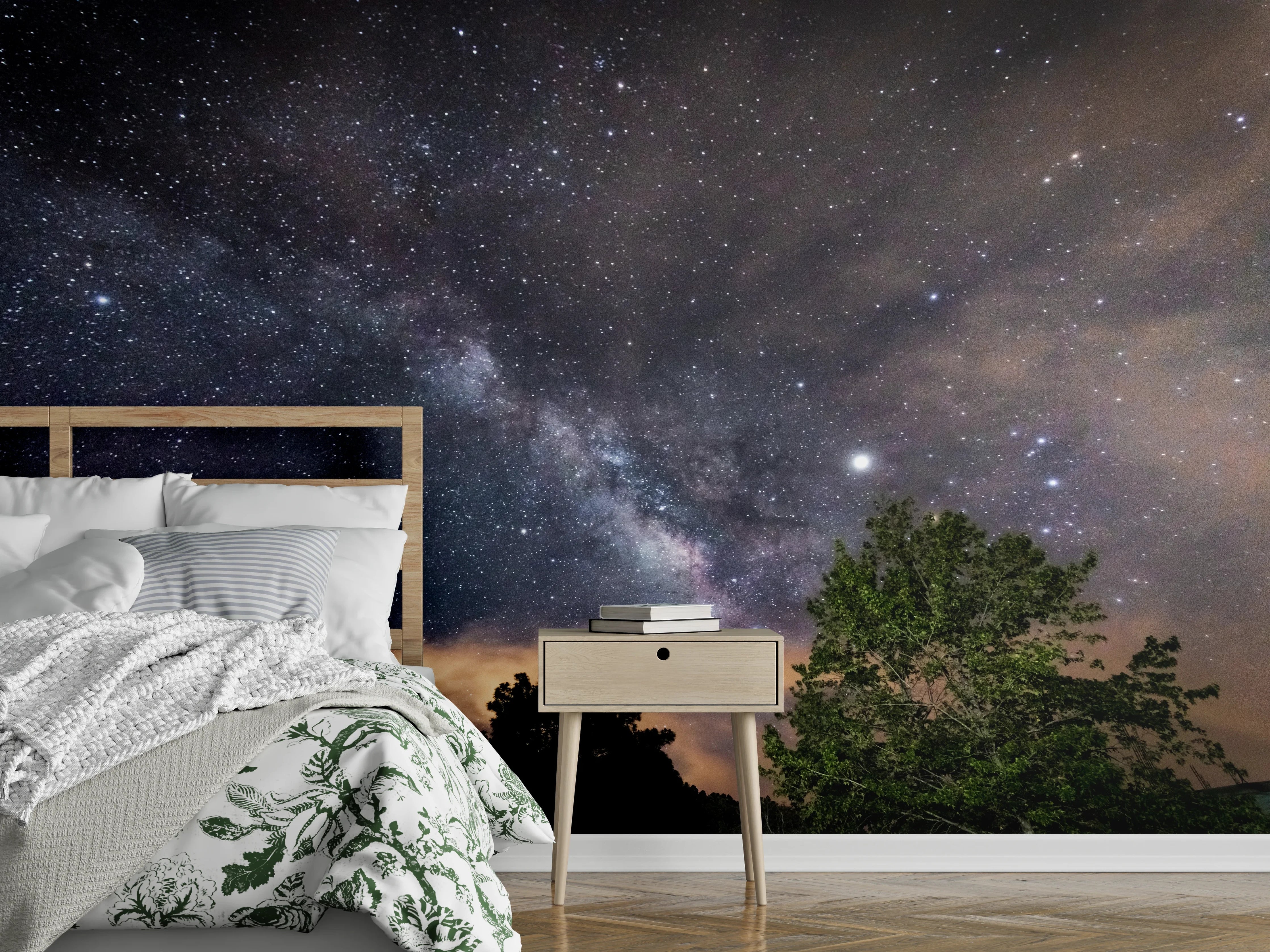Wandverkleidung Schlafzimmer - Sterne im Himmel bei Nacht