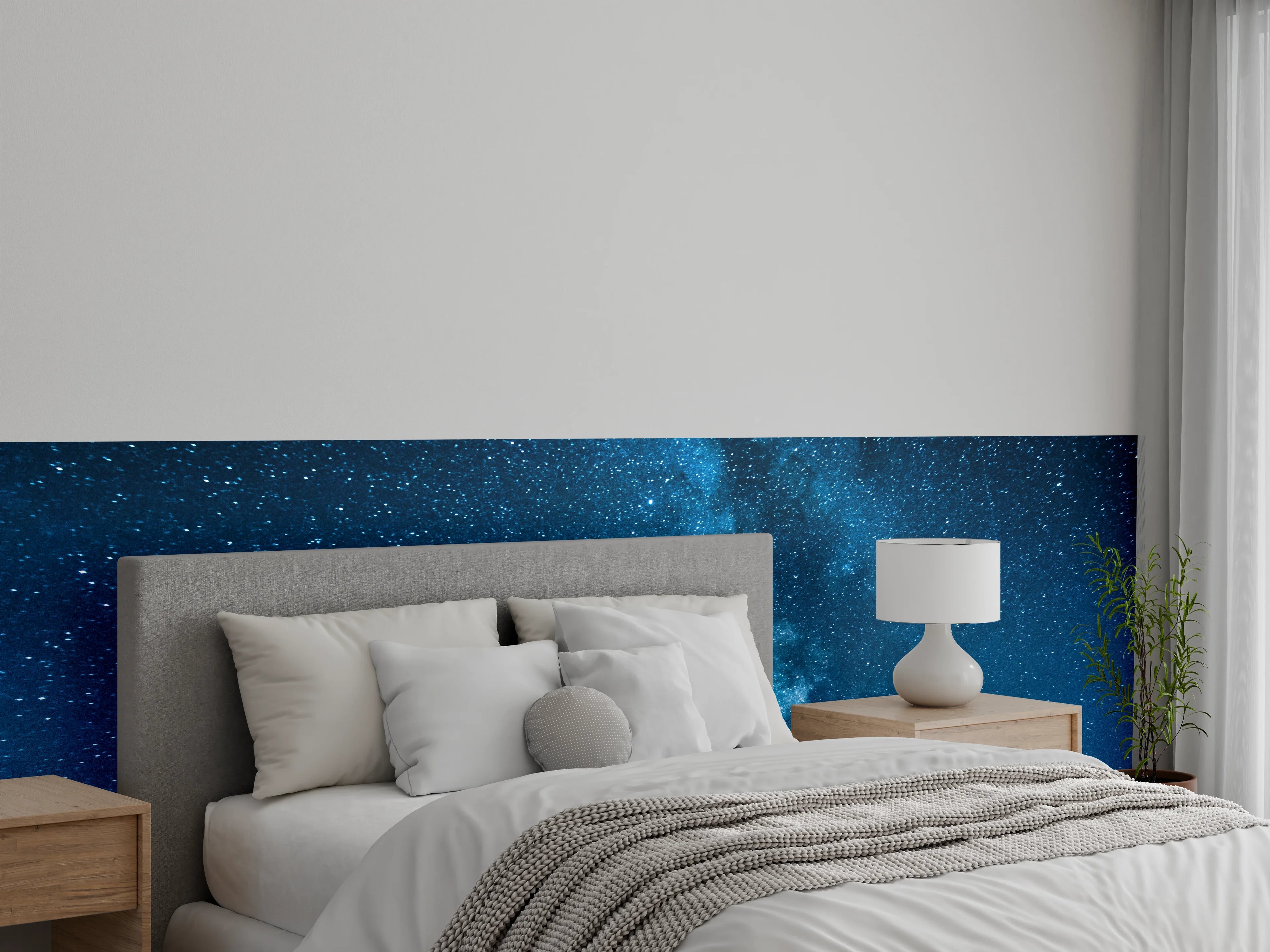 Wandverkleidung Schlafzimmer - Sternenhimmel am Meer mit Milchstraße