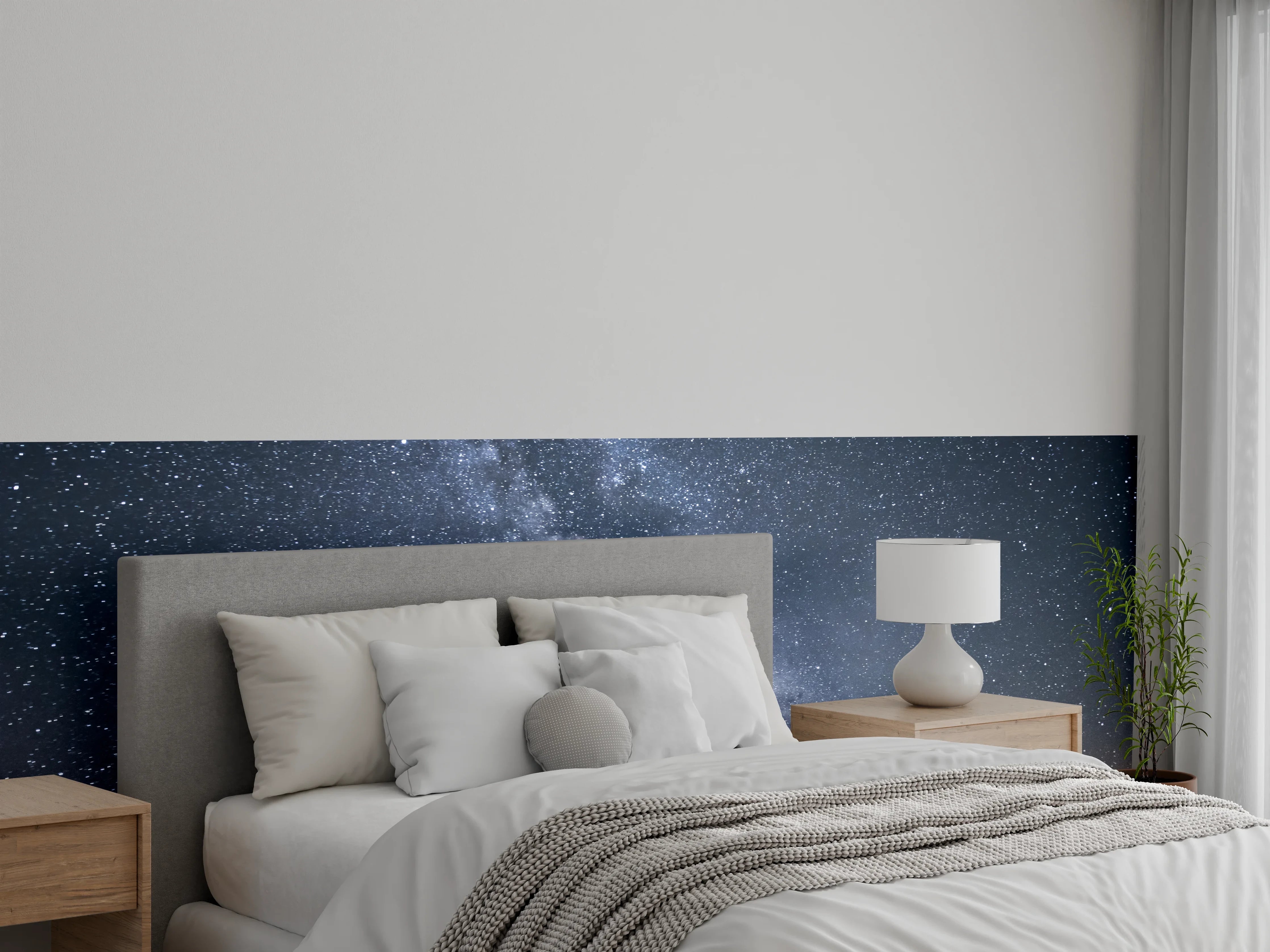 Wandverkleidung Schlafzimmer - Sternenhimmel über Bergrücken Panorama