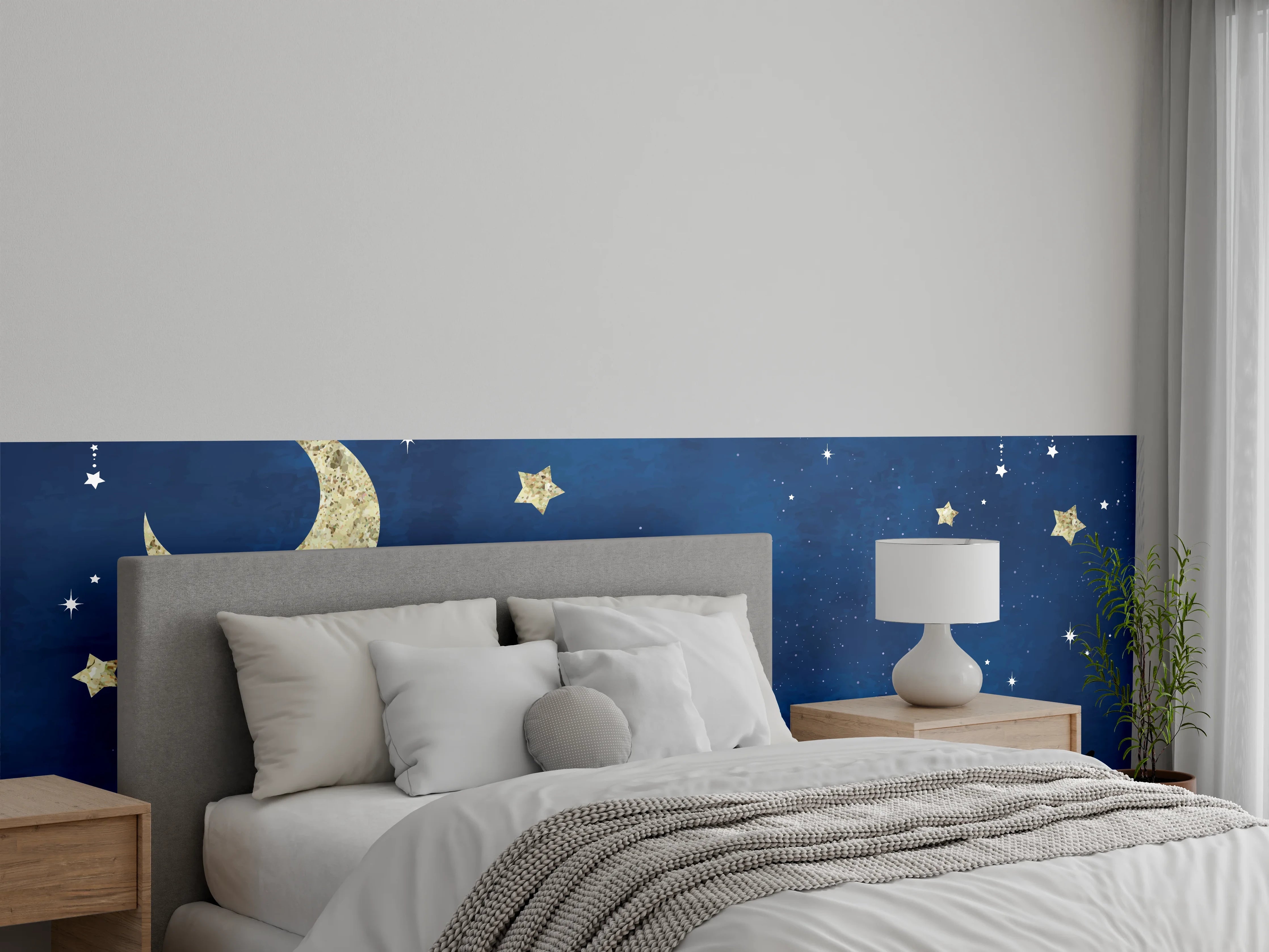 Wandverkleidung Schlafzimmer - Sternennacht Katzen Silhouette