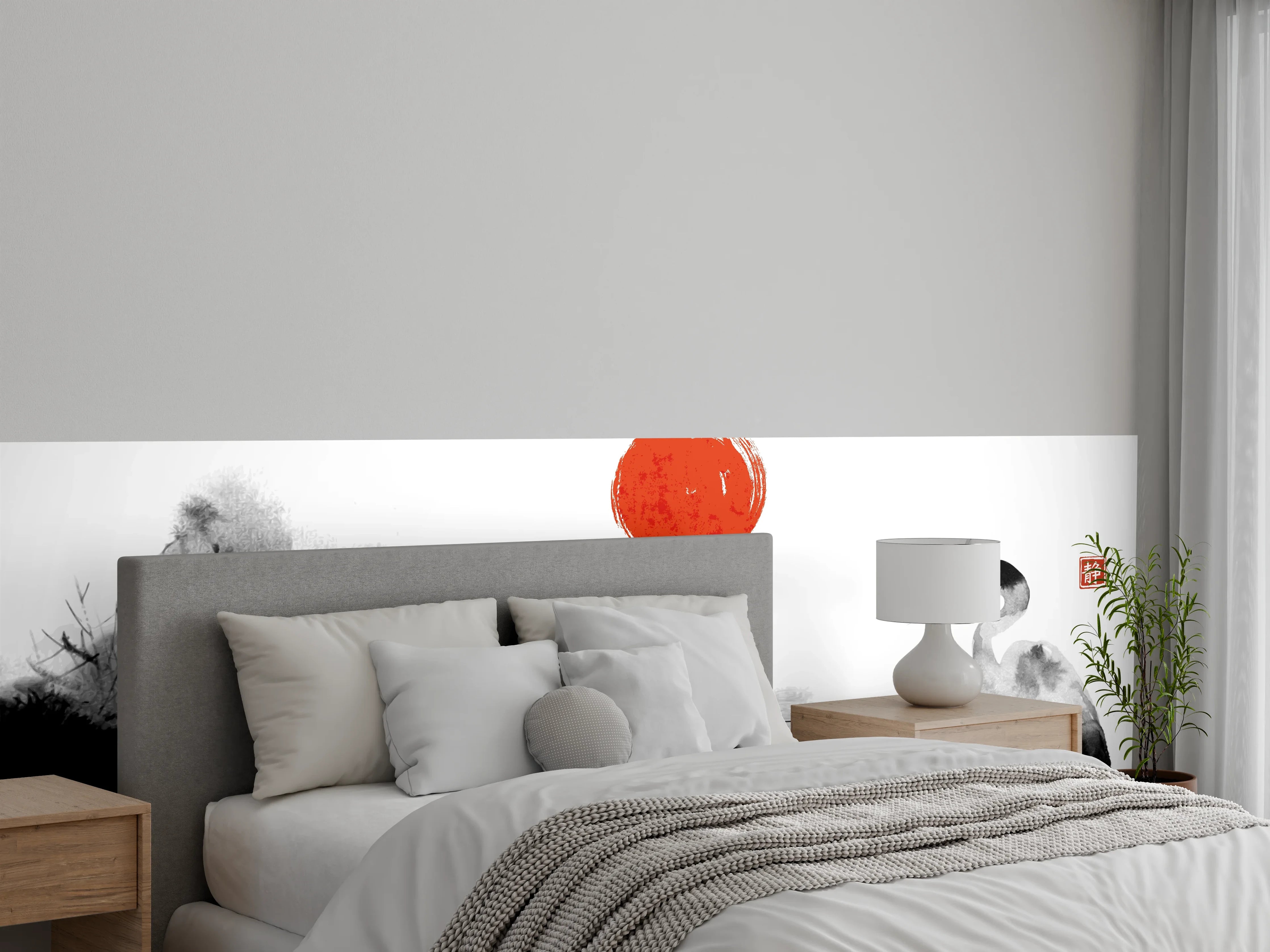 Wandverkleidung Schlafzimmer - Stille Heron Tintenkunst