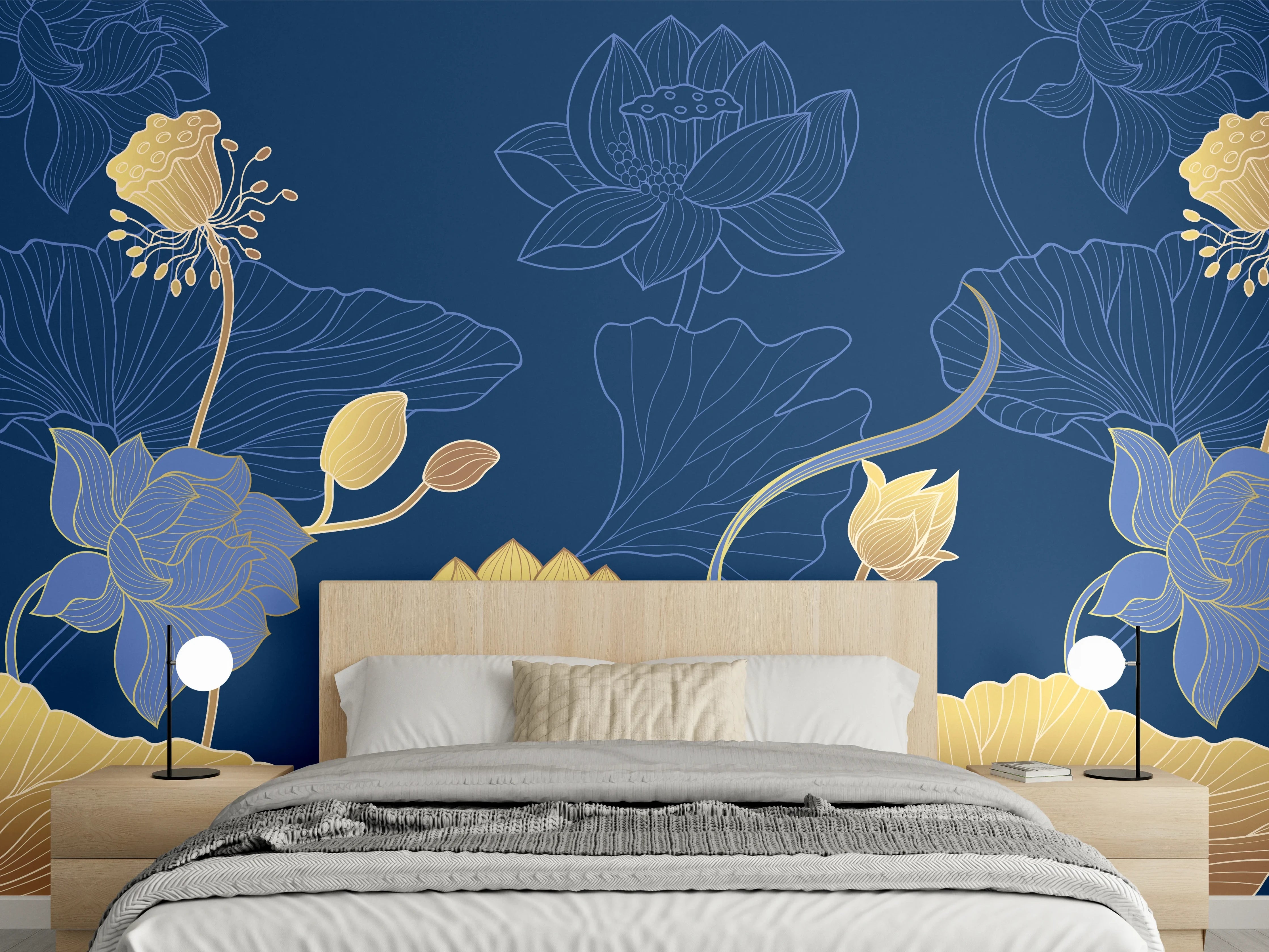 Wandverkleidung Schlafzimmer - Stilvolle Blumenmuster Tapete