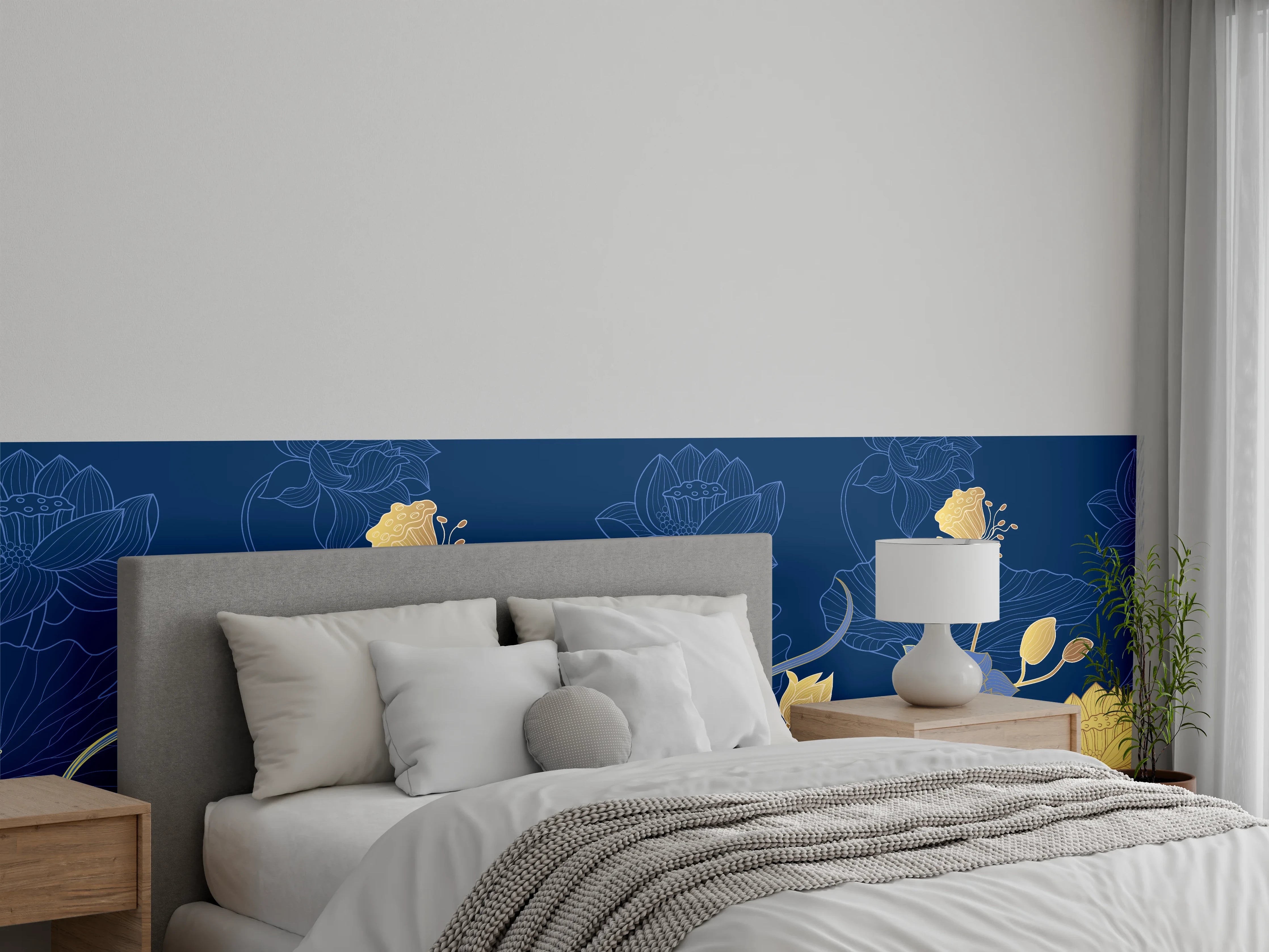 Wandverkleidung Schlafzimmer - Stilvolle Blumenmuster Tapete