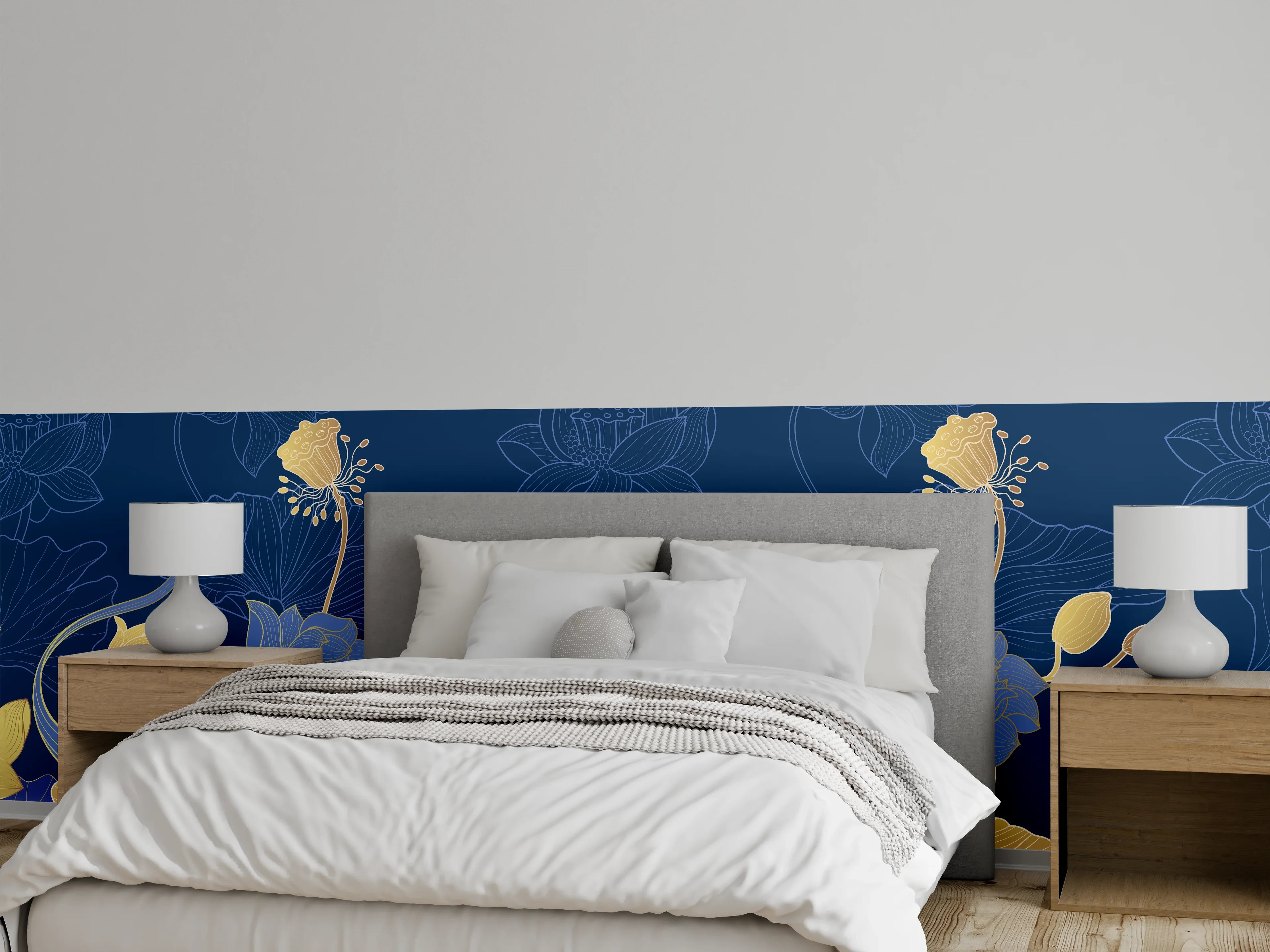 Wandverkleidung Schlafzimmer - Stilvolle Blumenmuster Tapete