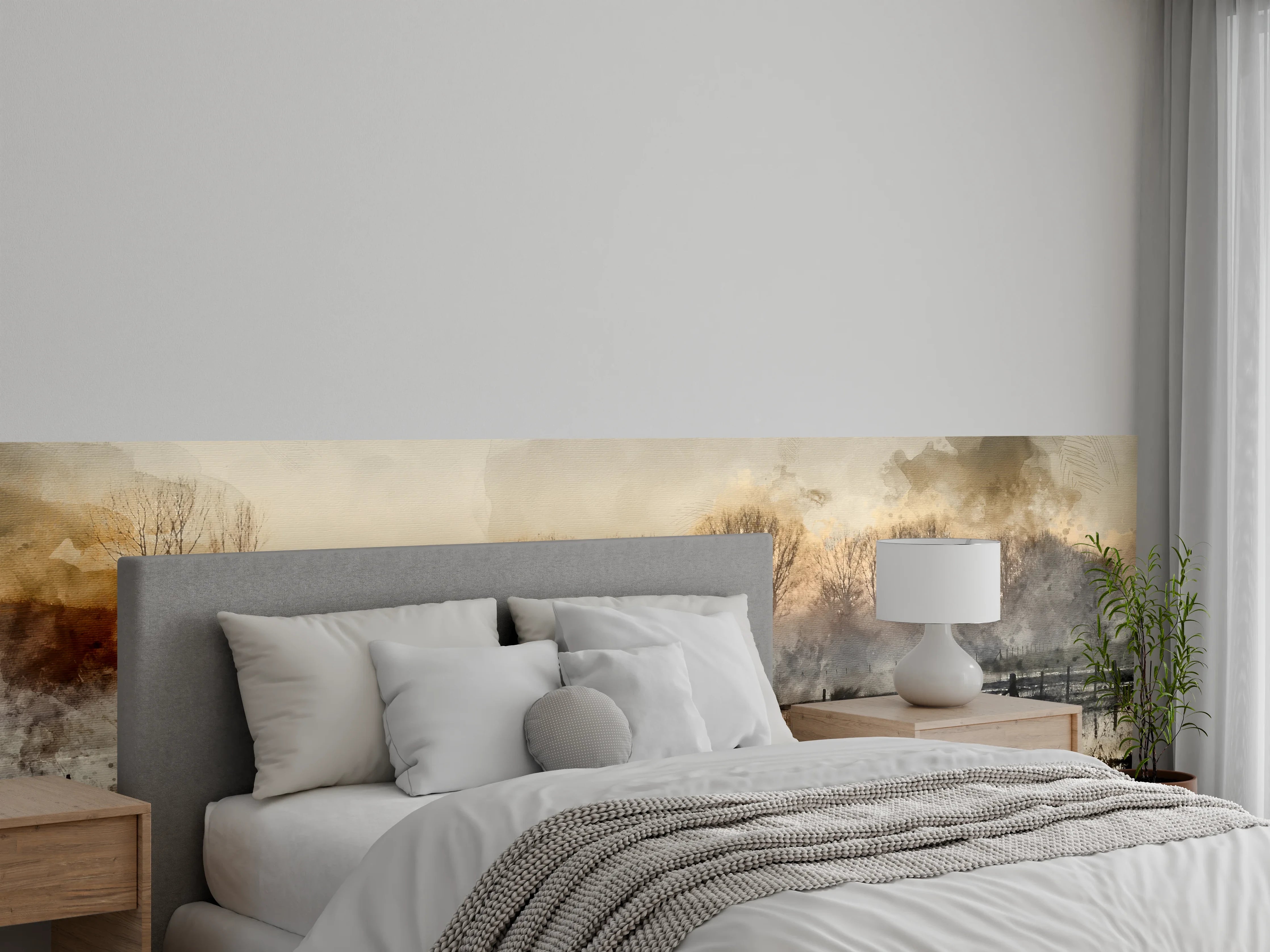 Wandverkleidung Schlafzimmer - Stimmungsvolle Landschaft mit Nebel