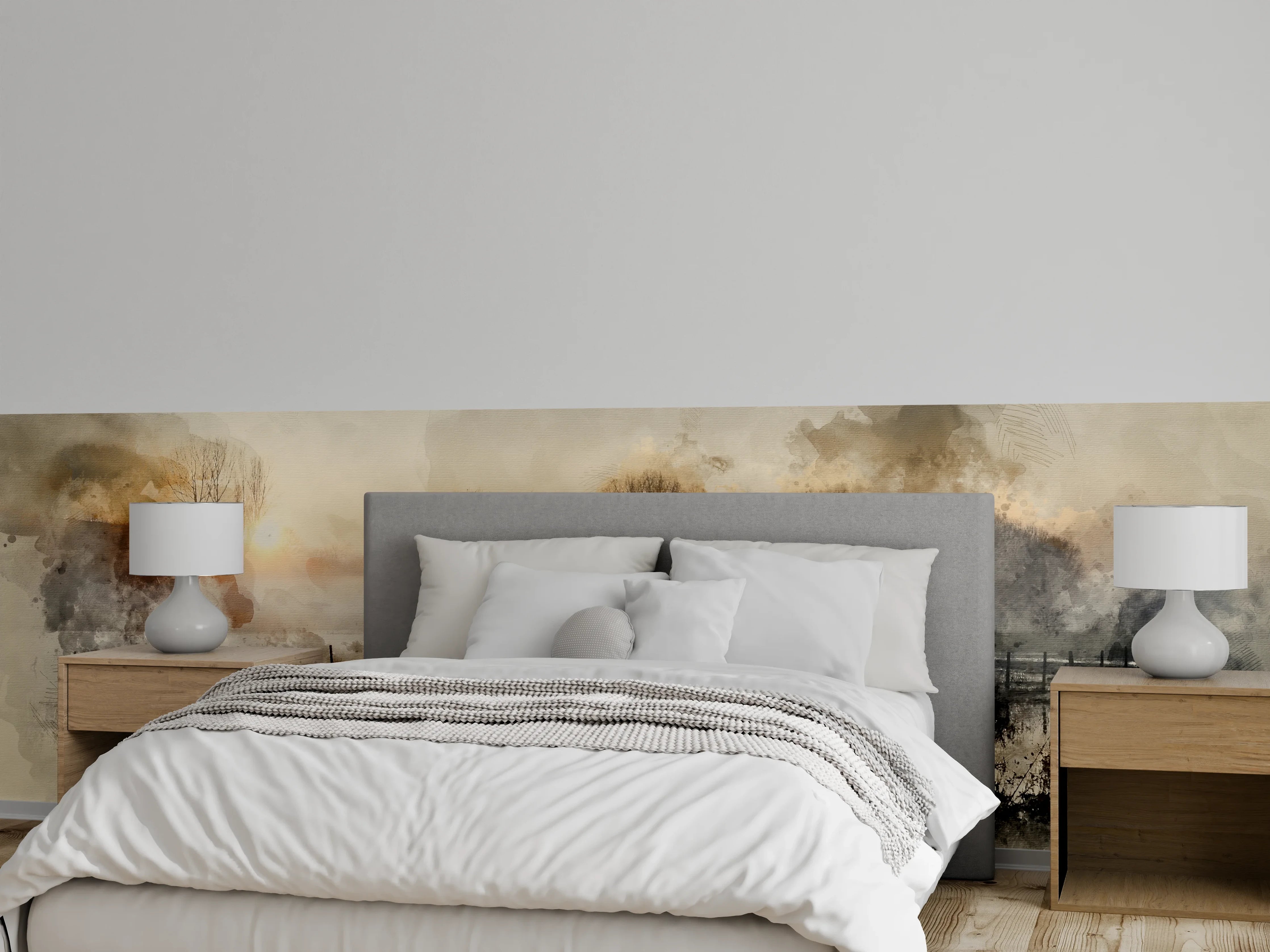Wandverkleidung Schlafzimmer - Stimmungsvolle Landschaft mit Nebel