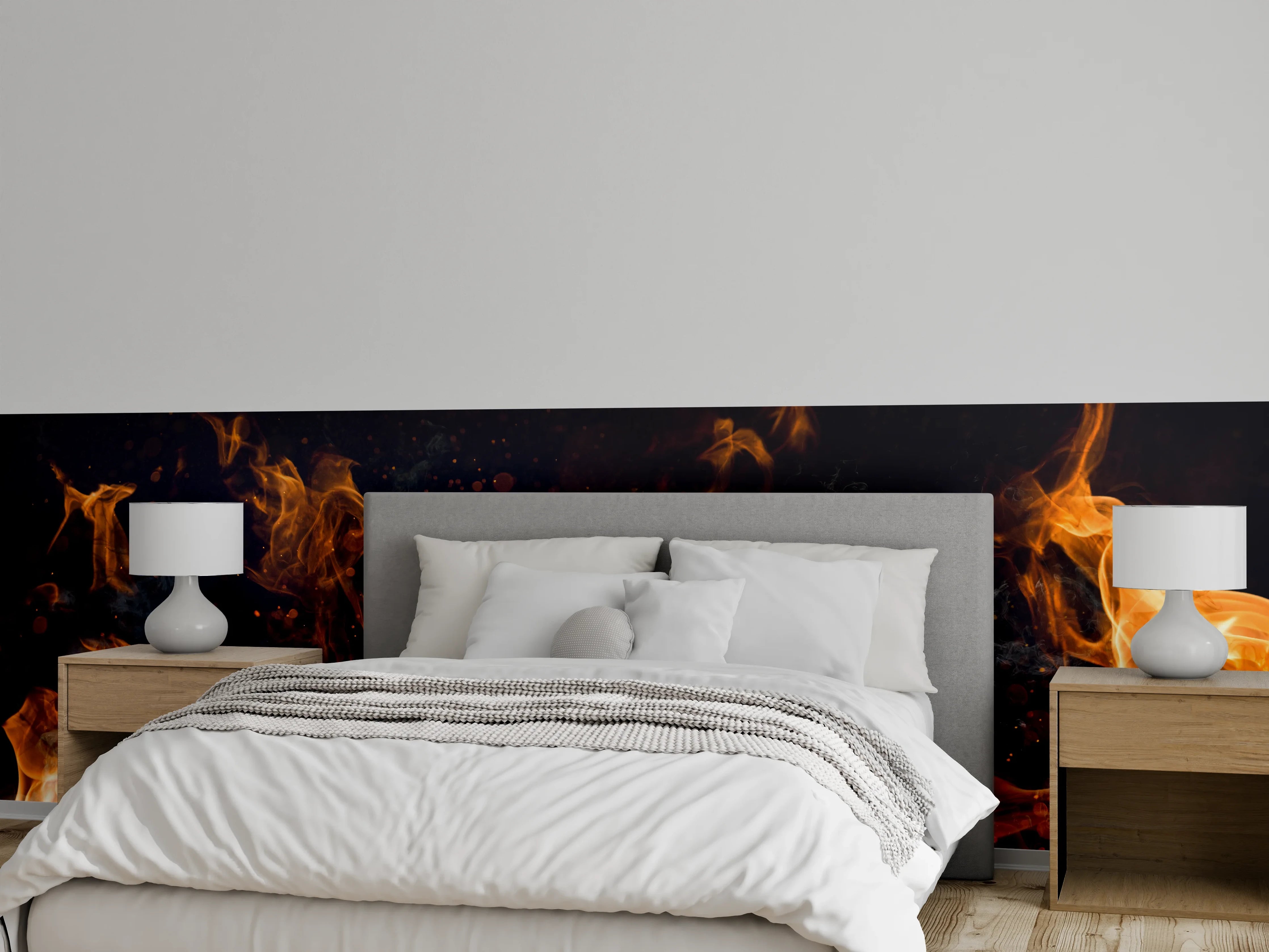 Wandverkleidung Schlafzimmer - Stimmungsvolles Feuer Wandbild