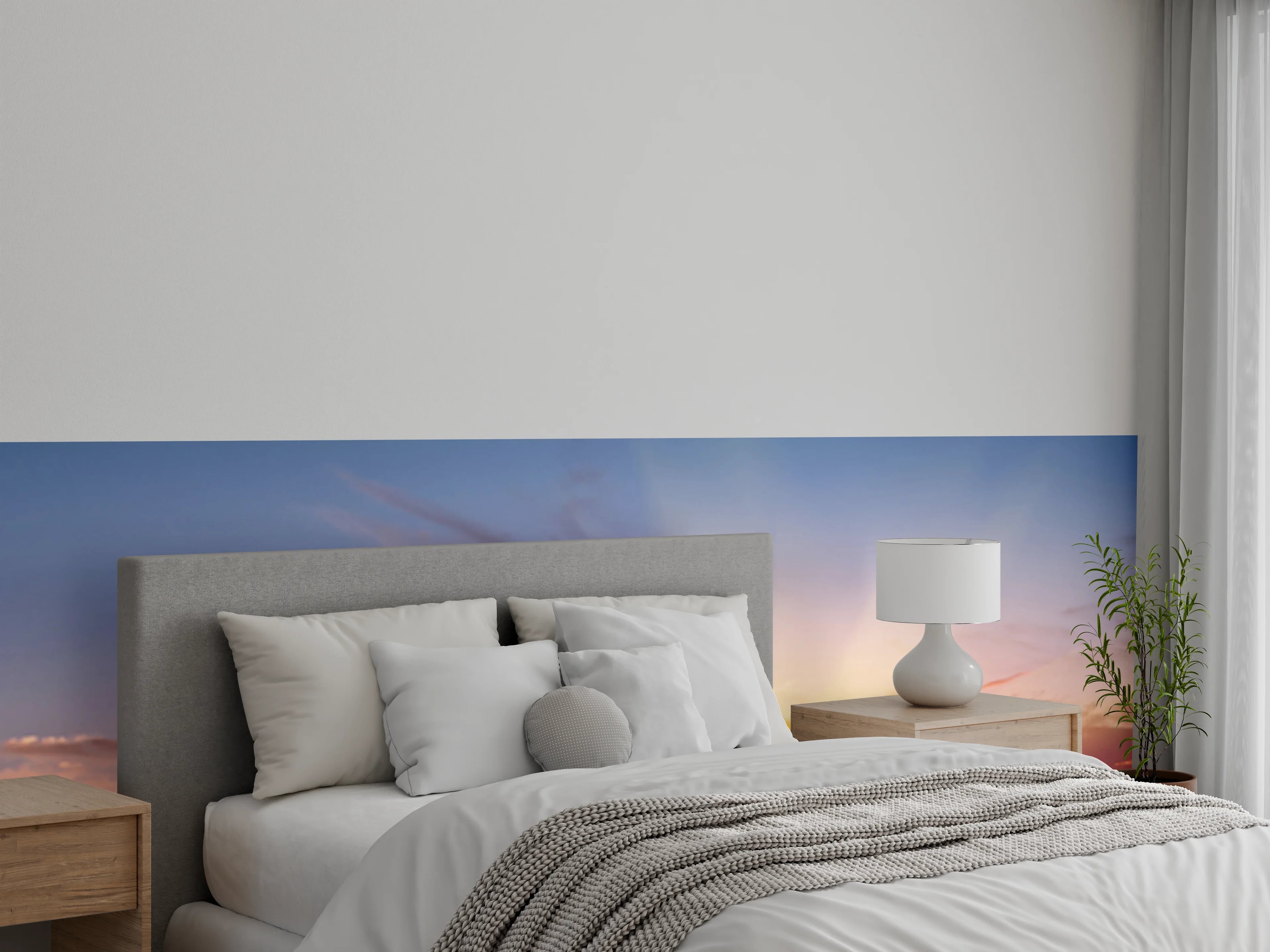 Wandverkleidung Schlafzimmer - Strahlender Sonnenaufgang über Berglandschaft