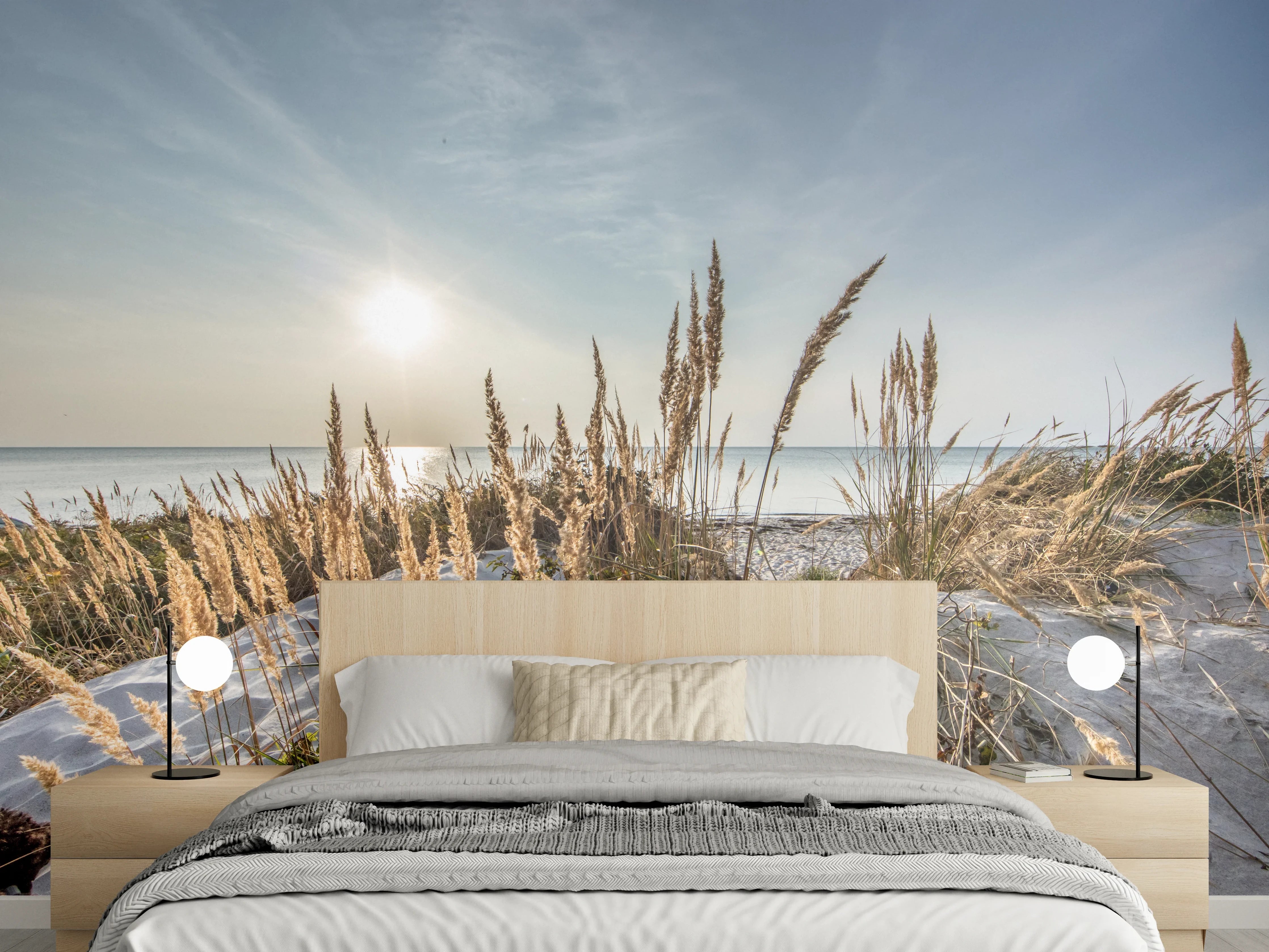 Wandverkleidung Schlafzimmer - Stranddünen im Sonnenlicht Fotomotiv