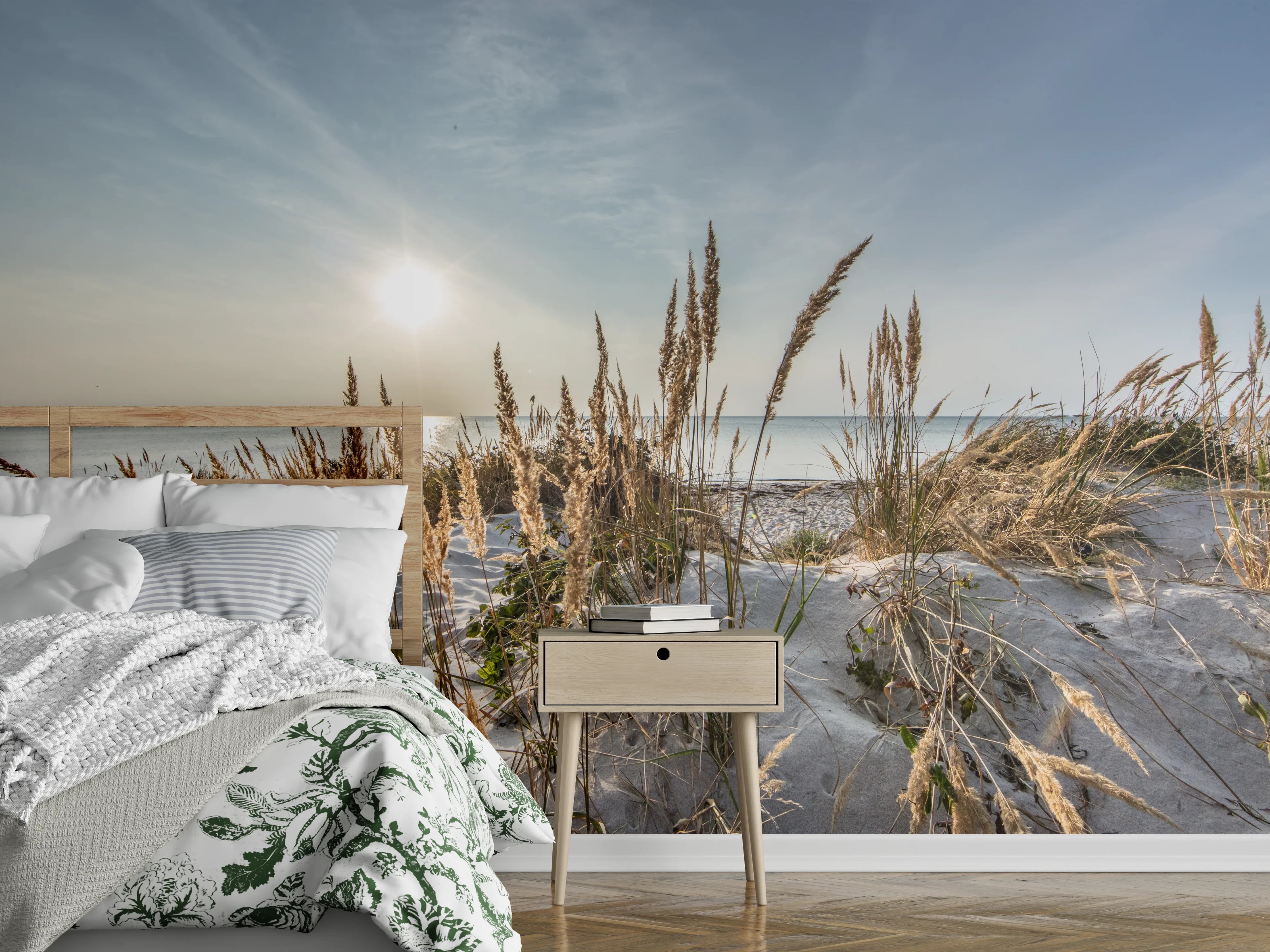 Wandverkleidung Schlafzimmer - Stranddünen im Sonnenlicht Fotomotiv