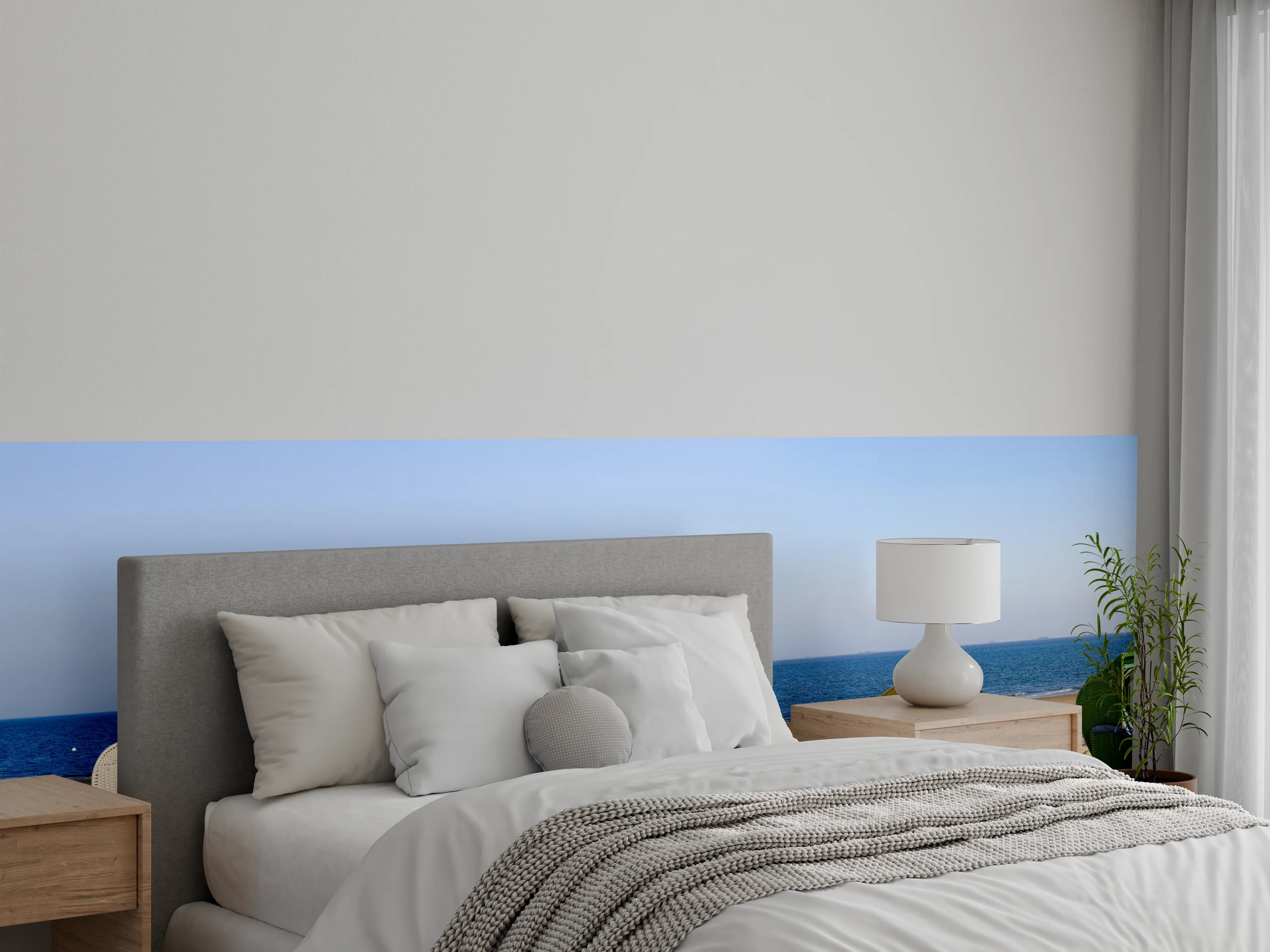 Wandverkleidung Schlafzimmer - Strandkörbe am Meer Panorama