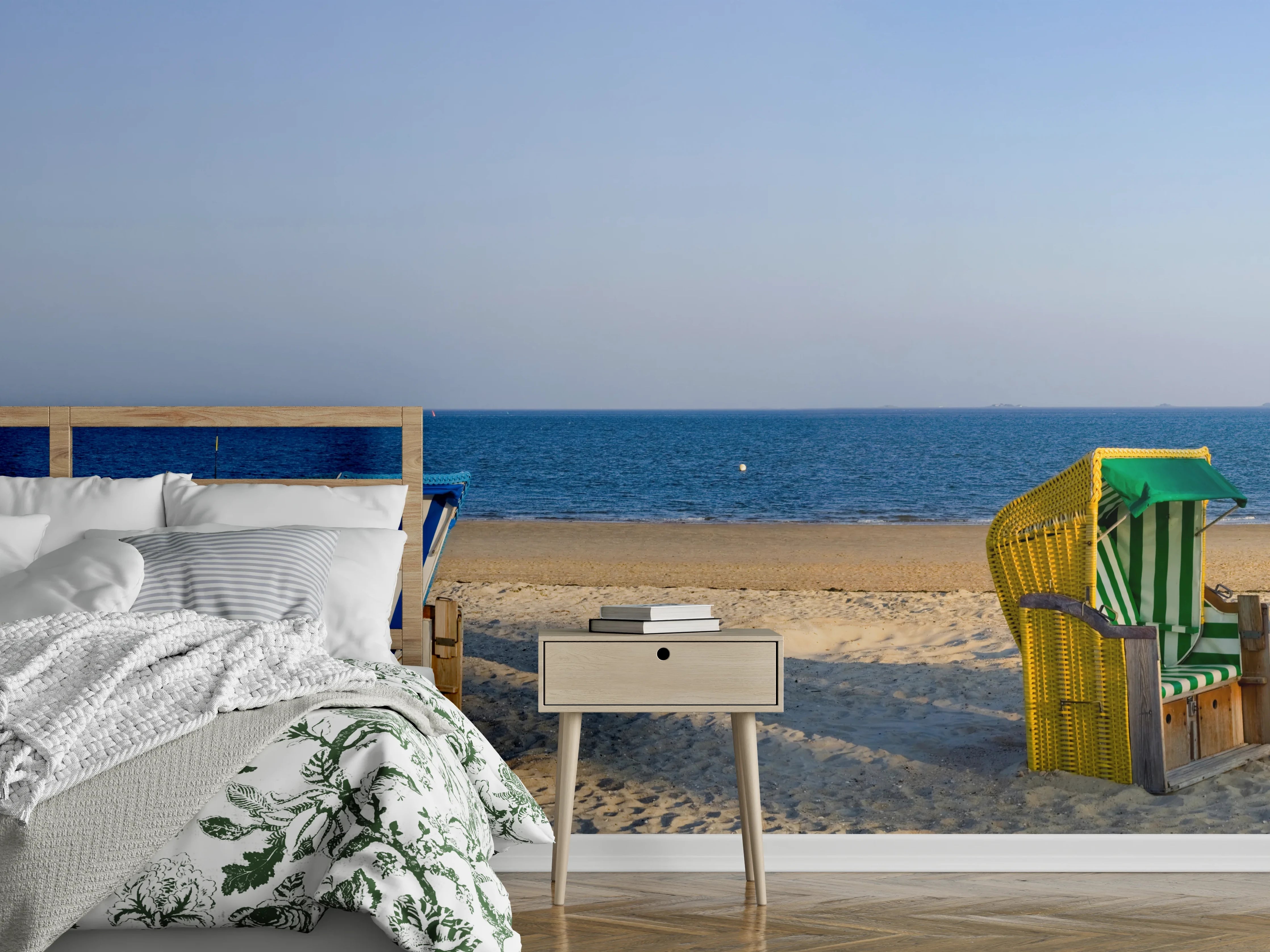 Wandverkleidung Schlafzimmer - Strandkörbe am Meer Panorama