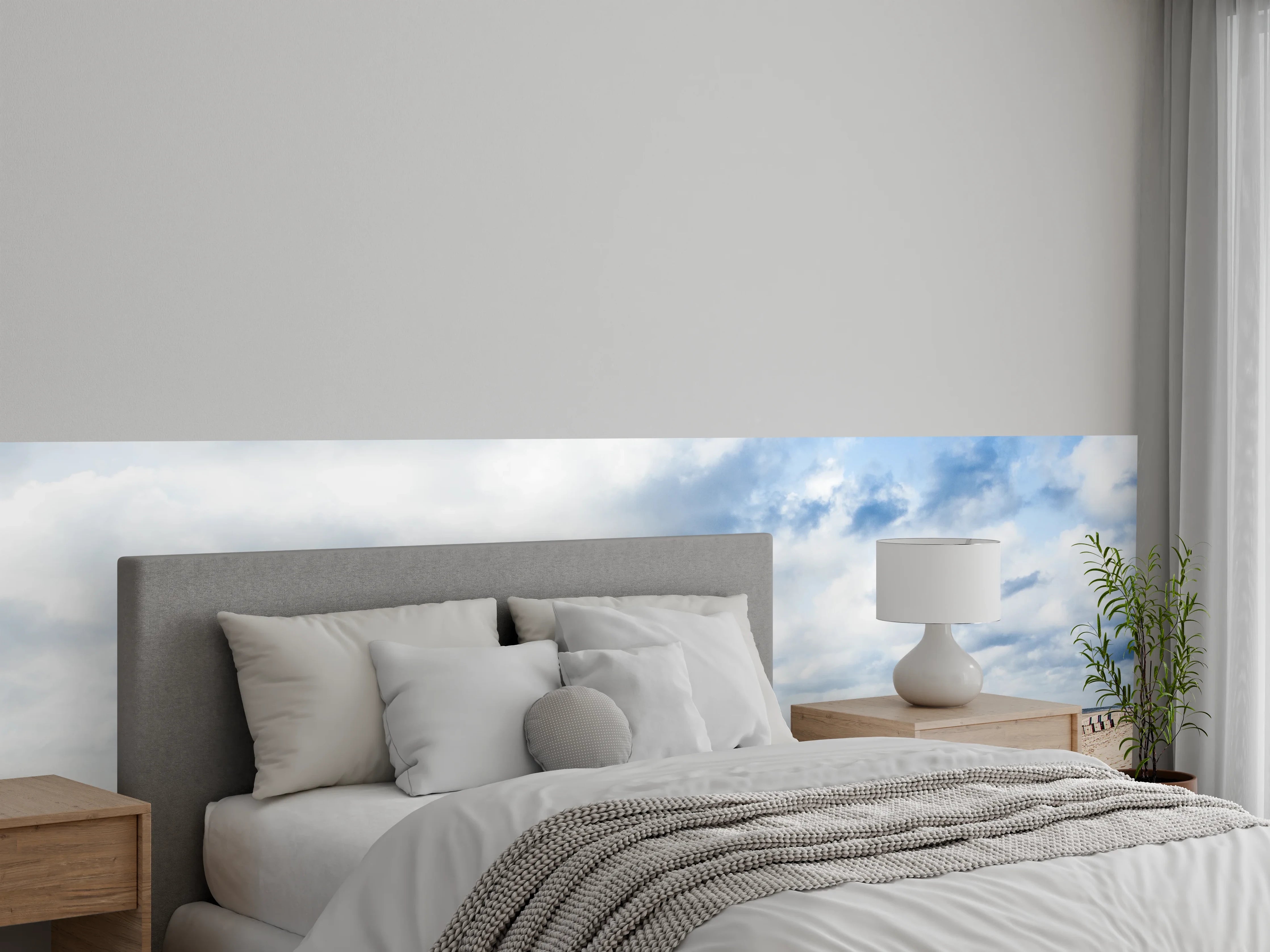 Wandverkleidung Schlafzimmer - Strandkörbe am ruhigen Sandstrand