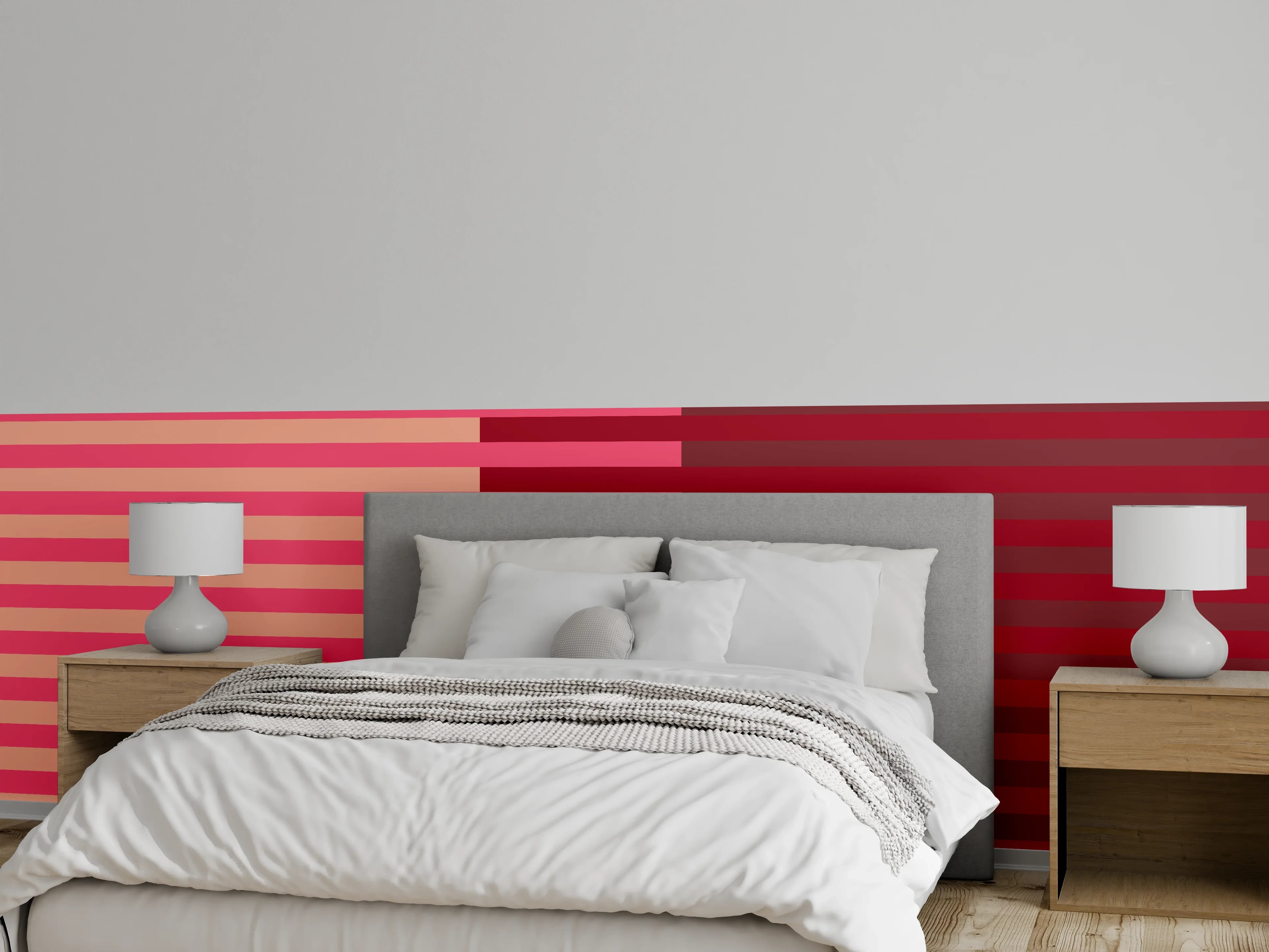 Wandverkleidung Schlafzimmer - Streifen Muster Rosa Rot Design
