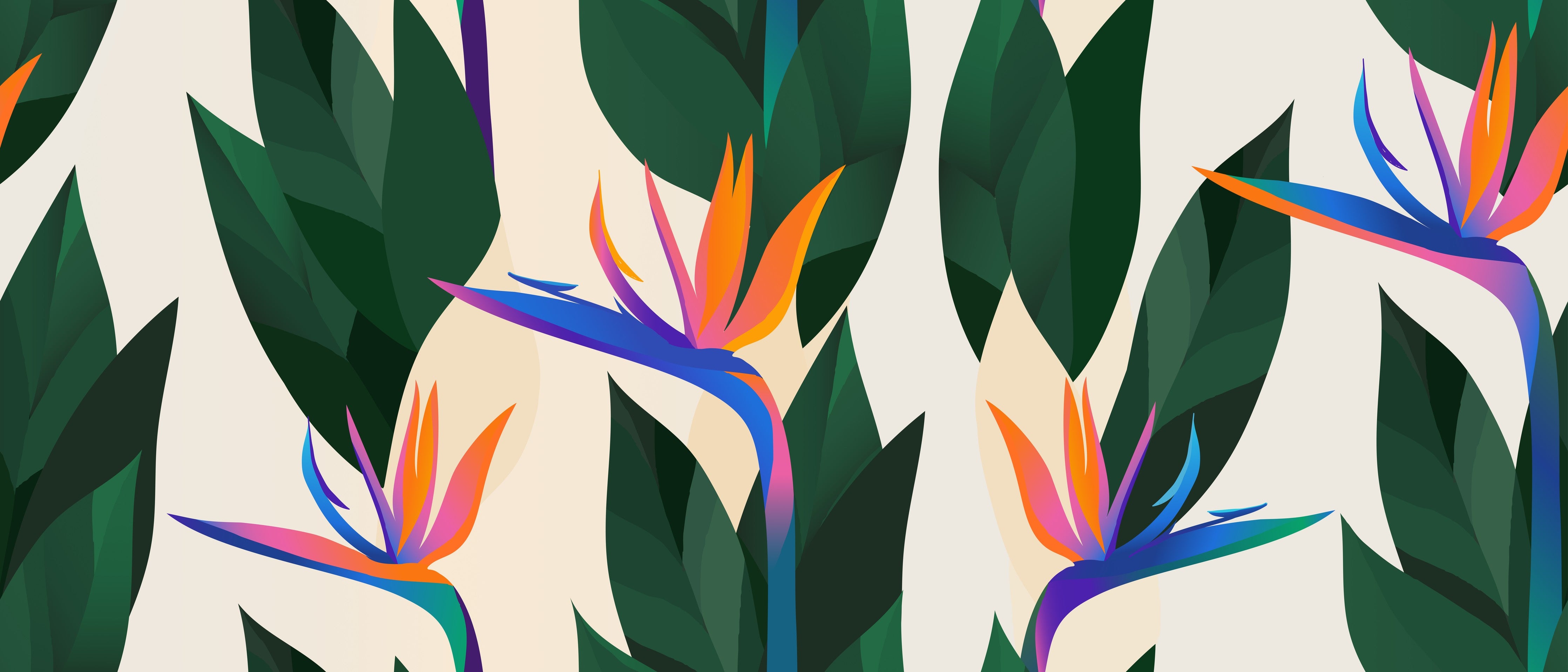 Wandverkleidung Schlafzimmer-Strelitzia Tropic Blumenmuster