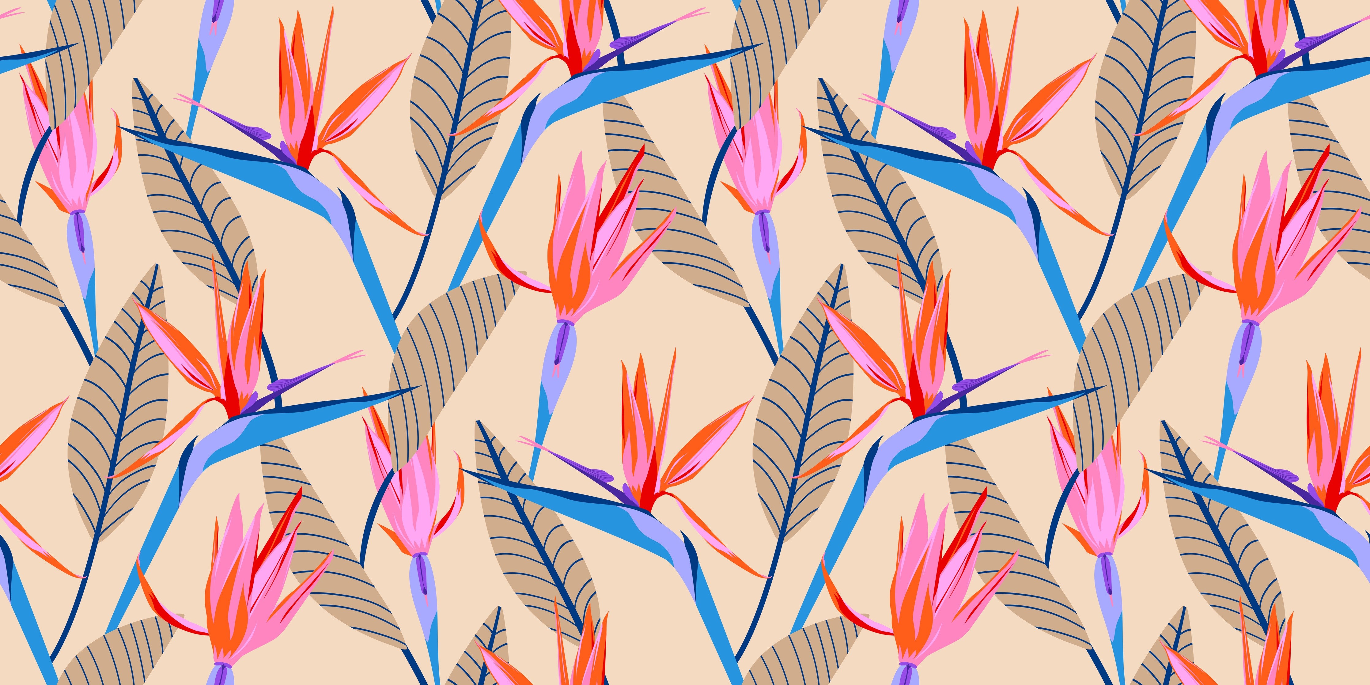 Wandverkleidung Schlafzimmer-Strelitzia Tropic Rosa-Beige