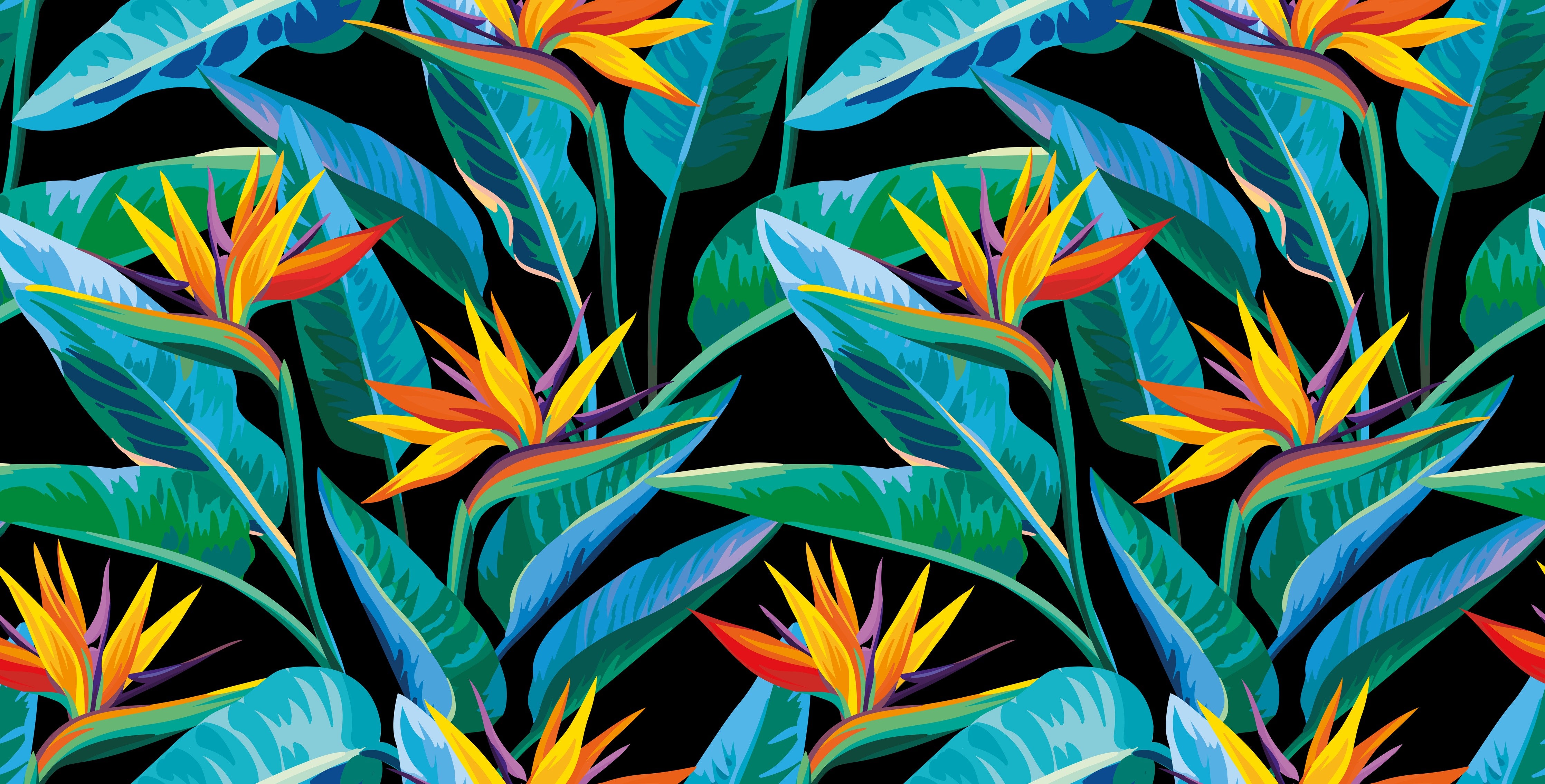 Wandverkleidung Schlafzimmer-Strelitzia Tropic Schwarz-Exotik
