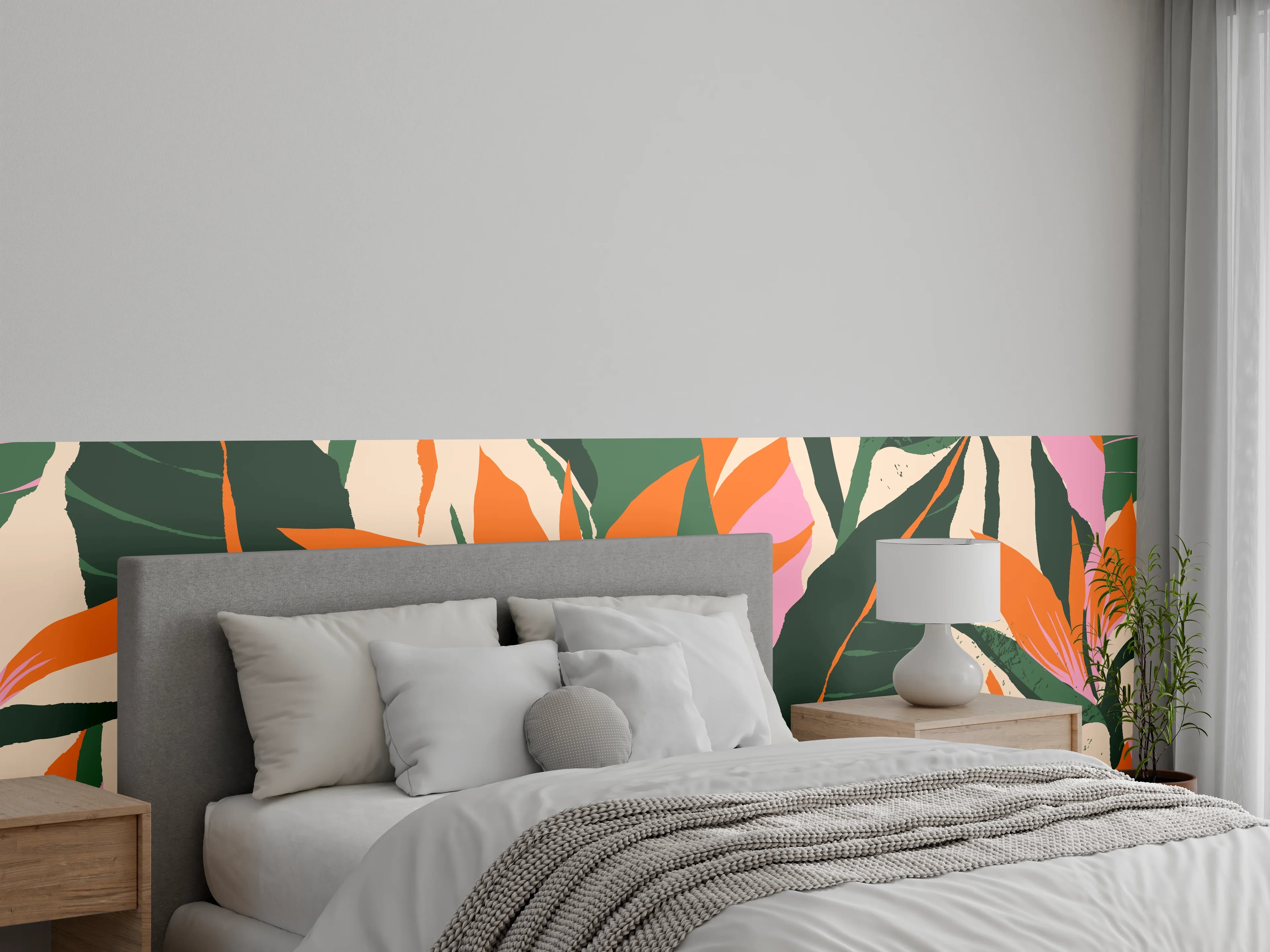 Wandverkleidung Schlafzimmer - Strelitzia Tropische Blütenornamente