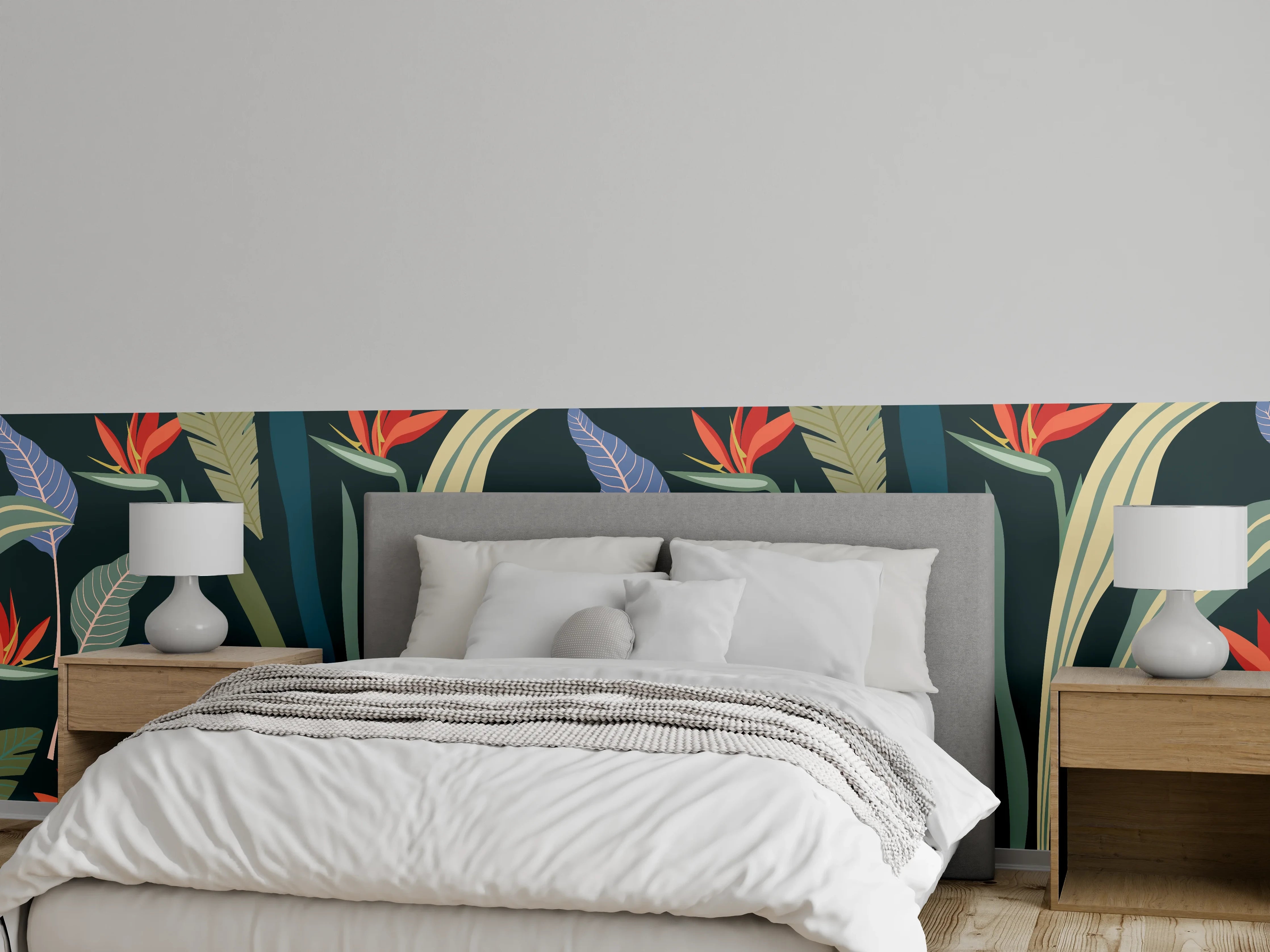 Wandverkleidung Schlafzimmer - Strelitzia Tropische Blütenpracht