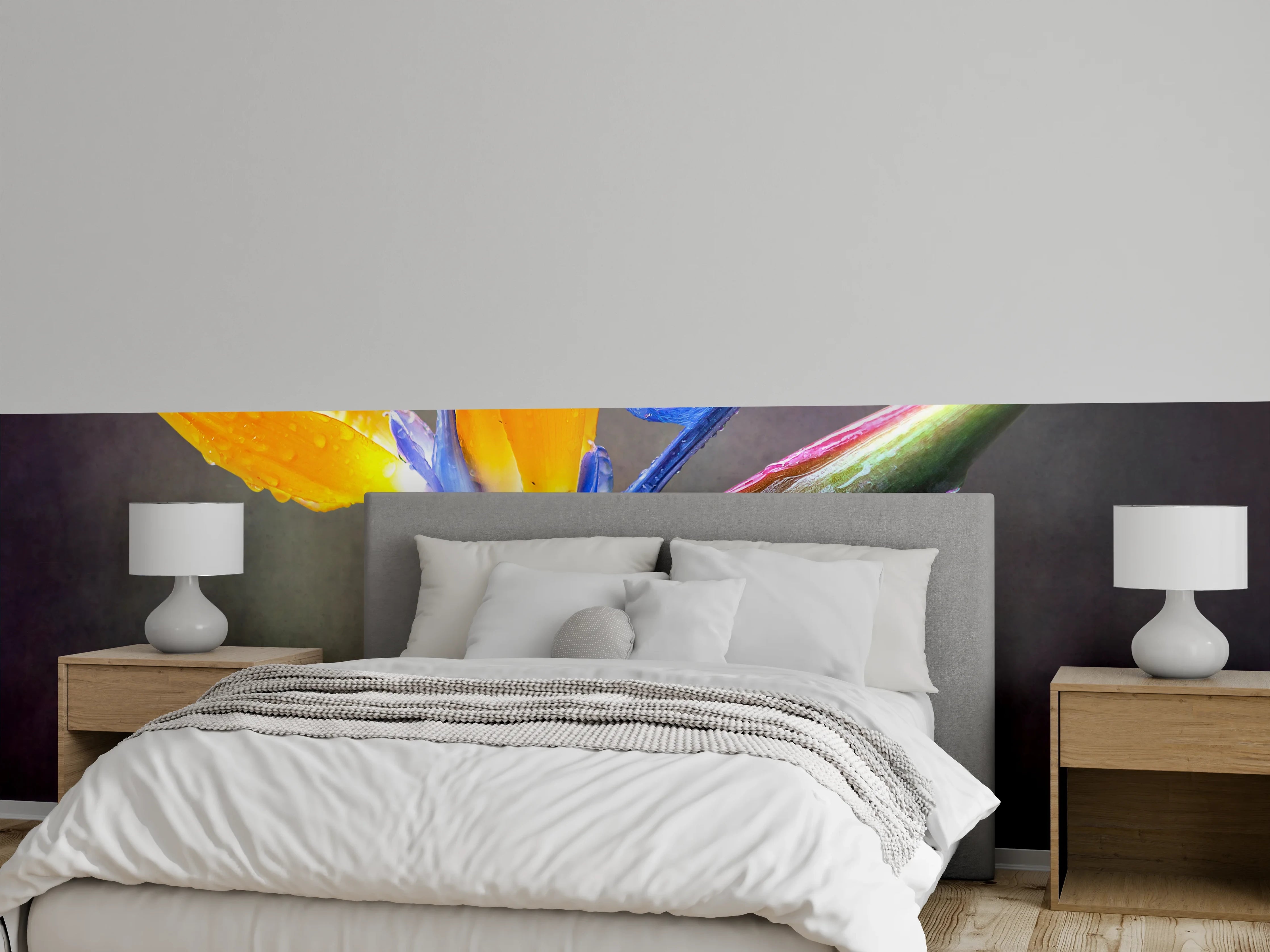 Wandverkleidung Schlafzimmer - Strelitzie Blume Nahaufnahme Kunstfoto